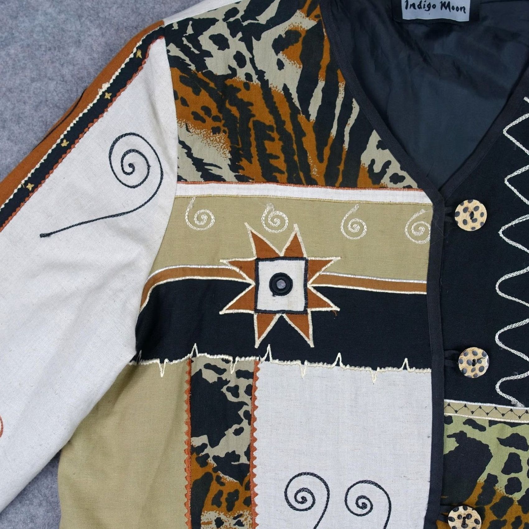 Vintage VINTAGE Indigo Moon Jacket Womens M Black Geometric Embroidered 90s Art Size M / US 6-8 / IT 42-44 - 3 Thumbnail