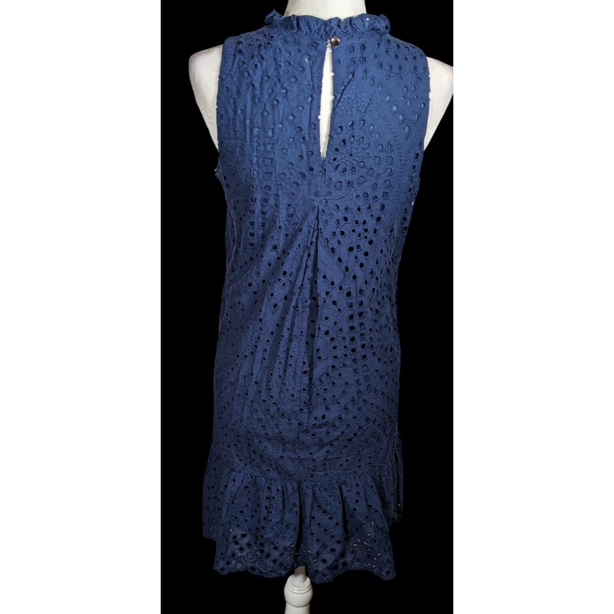 Other Julia Jordan Eyelet Dress Navy Blue With Ruffled Edge Size M / US 6-8 / IT 42-44 - 2 Thumbnail