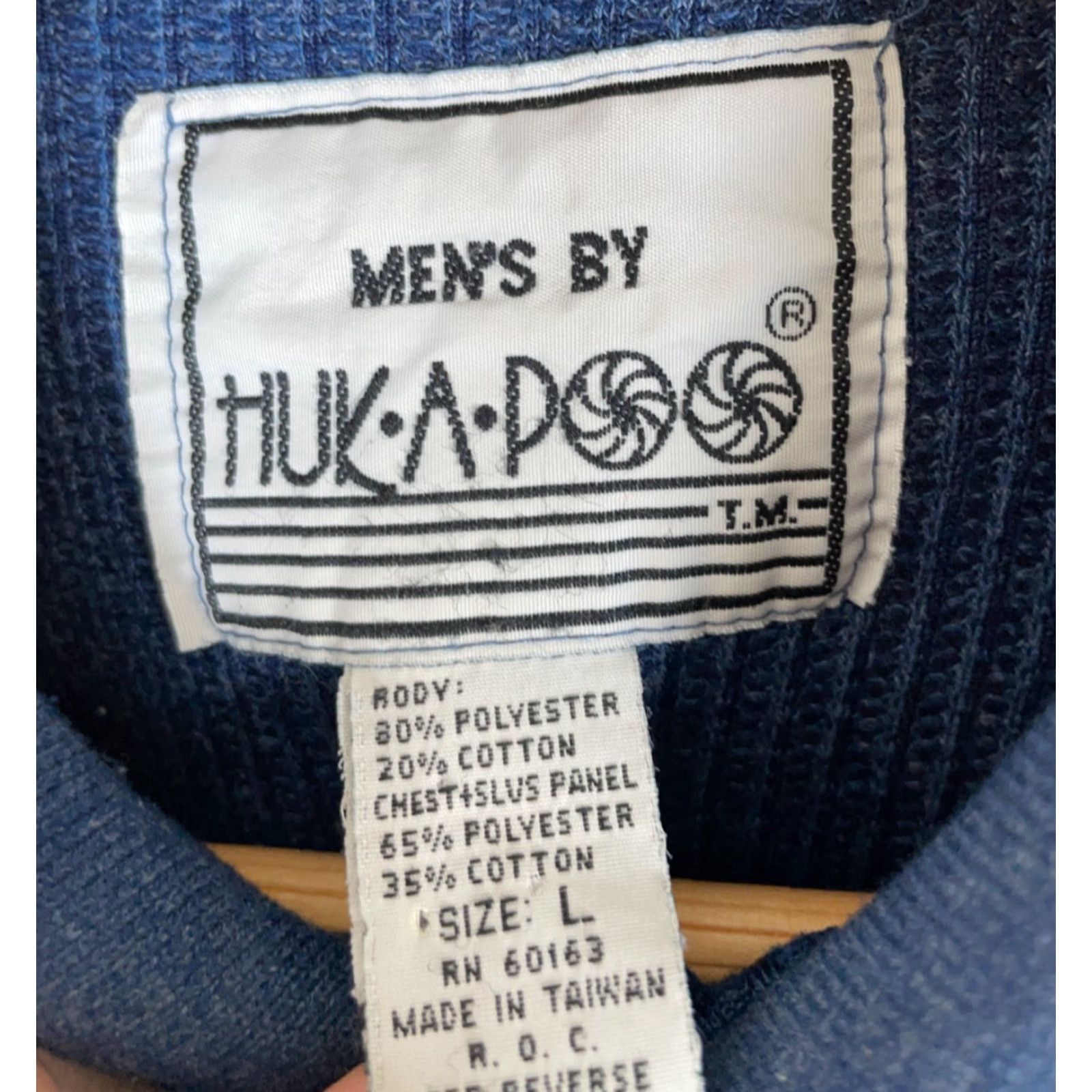 Vintage Vintage Yes Huk-a-Poo Polo Long Sleeve Waffle Knit 80s Striped Blue White XL? Wait characters. Size US M / EU 48-50 / 2 - 3 Thumbnail