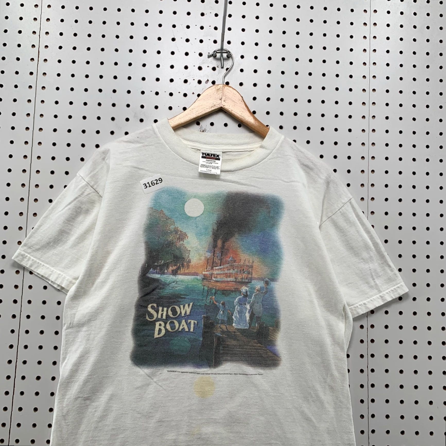 Tultex VINTAGE Show Boat Shirt White Mens L Movie TEE 90s Tultex Short Sleeve Size US L / EU 52-54 / 3 - 5 Thumbnail