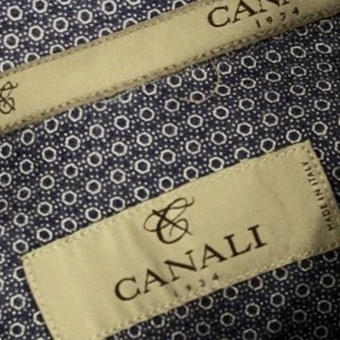 Canali CANALI ITALY - Solar Geometric LINEN Mens Lg. Shirt Size US L / EU 52-54 / 3 - 4 Thumbnail