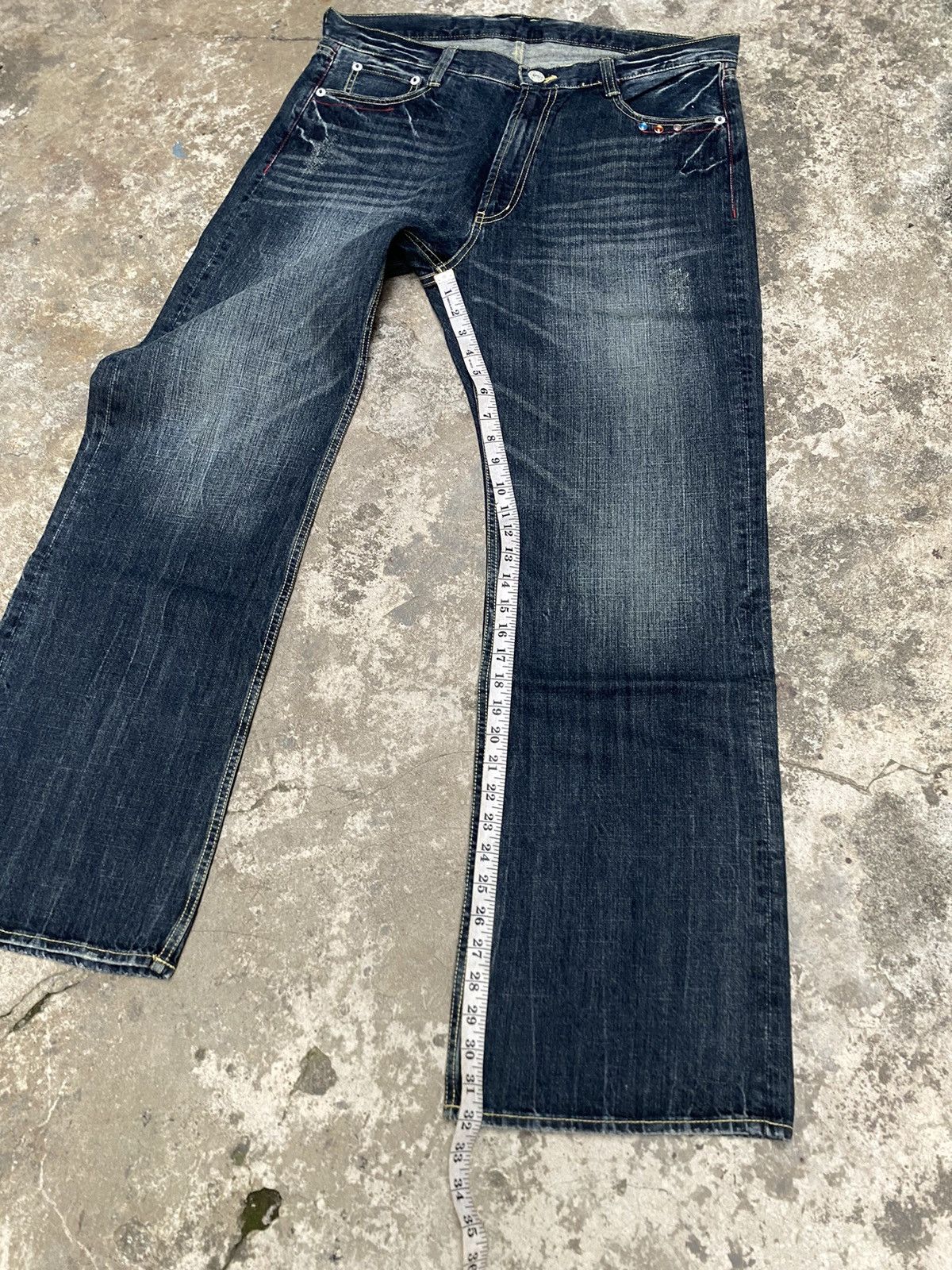 Japanese Brand Flared Japanese Denim Wings Embroidery Distressed Blue Size US 38 / EU 54 - 9 Thumbnail