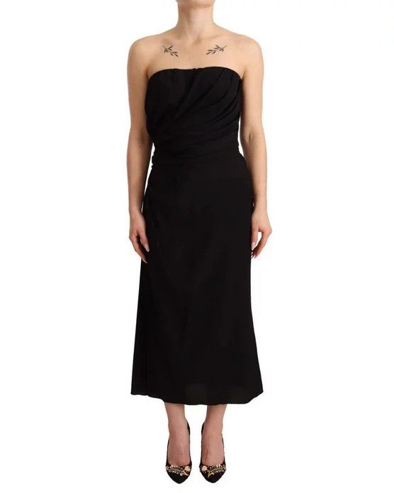 Dolce & Gabbana o1y0825 Sleeveless Midi Dress in Black Size XS / US 0-2 / IT 36-38 - 1 Thumbnail