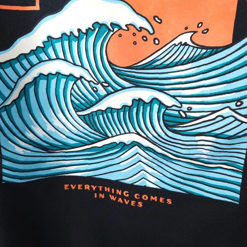 Vintage Bowery Japanese Ocean Waves Sweatshirt Hoodie Mens XL Black Pullover Size US XL / EU 56 / 4 - 6 Thumbnail