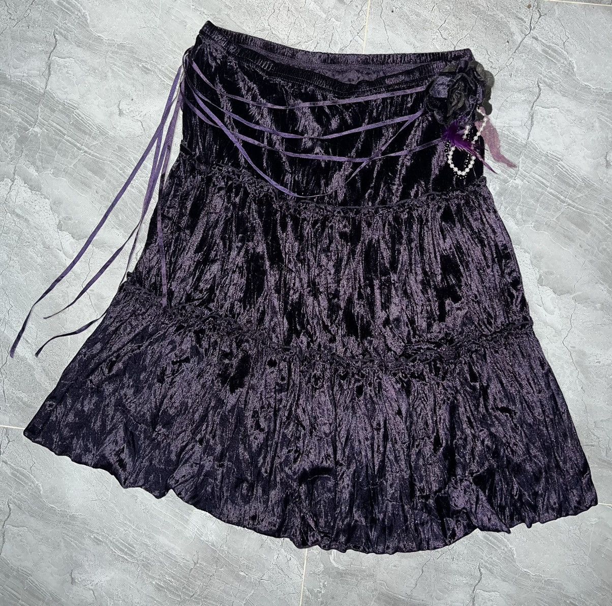 Ann Demeulemeester Dark Velvet gothic ruffle midi skirt 👾🥀 Size 26" / US 2 / IT 38 - 3 Thumbnail