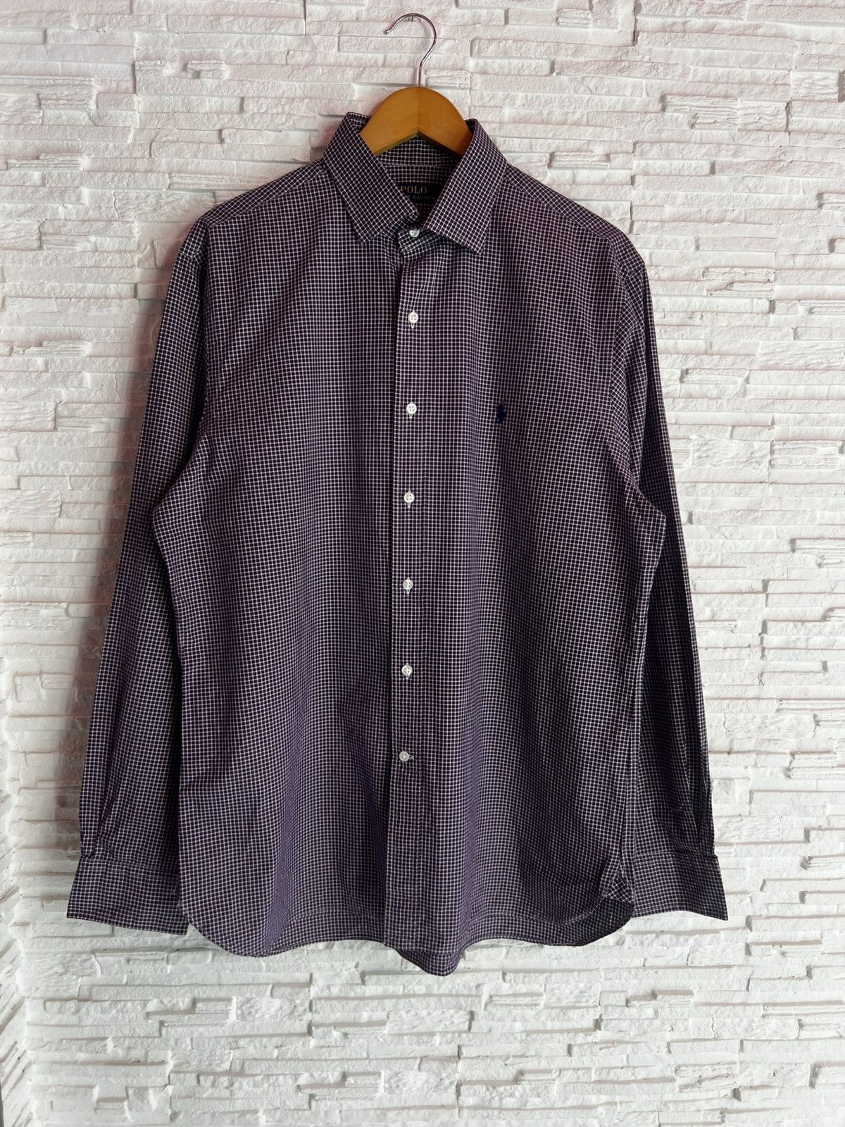 Polo Ralph Lauren Polo Ralph Lauren Purple Check Poplin Shirt 17 43 XL Cotton Size US XL / EU 56 / 4 - 2 Thumbnail