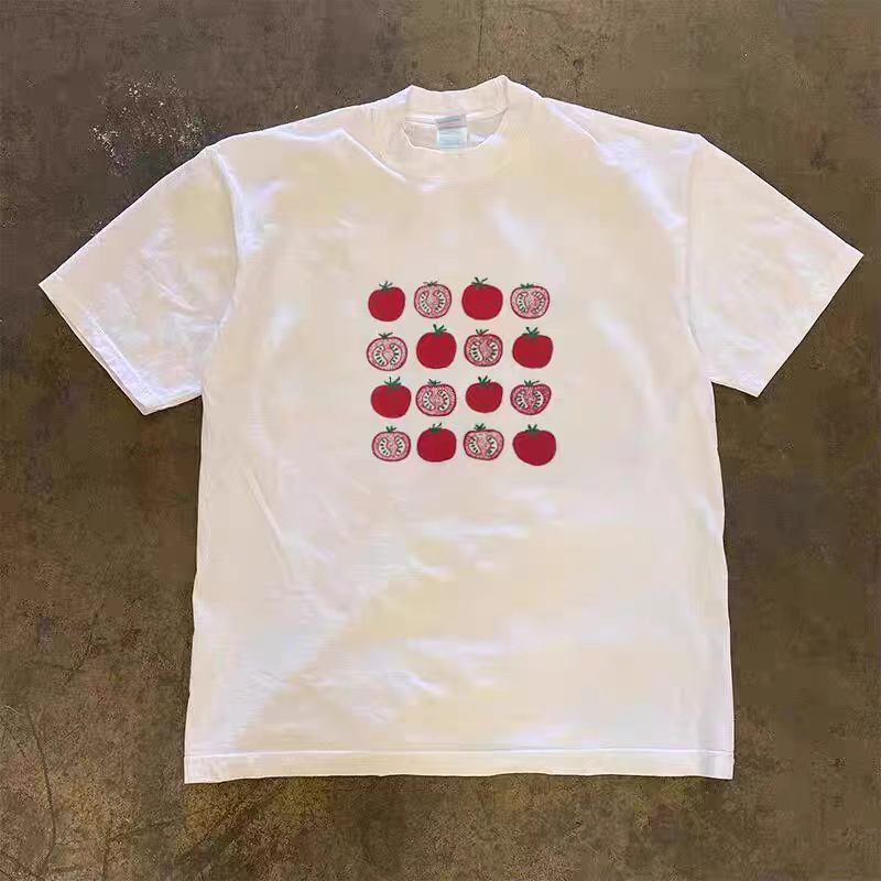 Vintage Vintage Cotton T-Shirt with Tomato Print Size US M / EU 48-50 / 2 - 1 Thumbnail