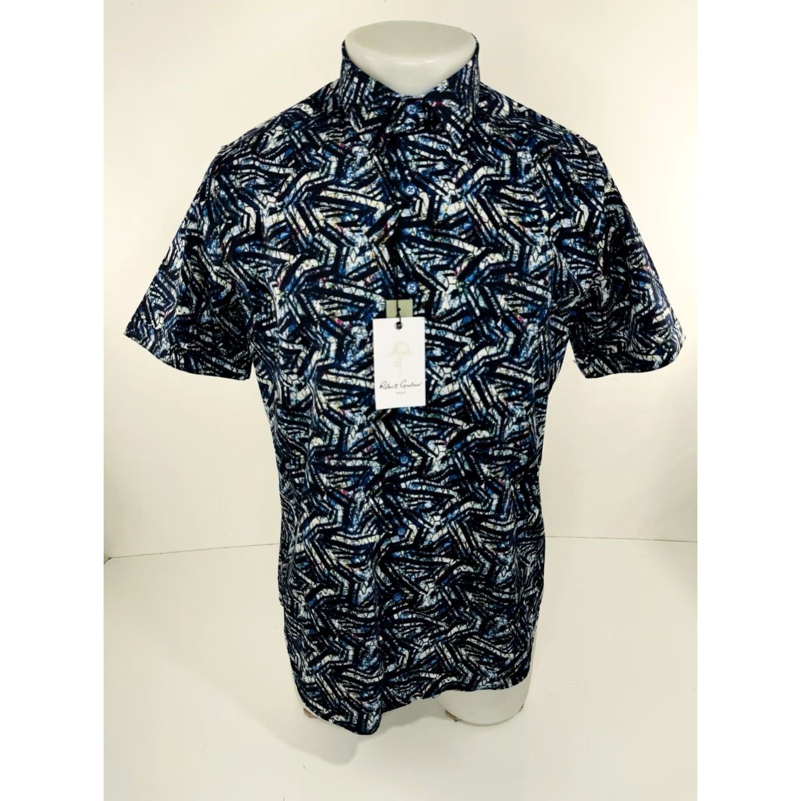 Robert Graham ROBER GRAHAM - Abstract Stained Glass Mens S Shirt Button-Up Short Sleeve Multicolor C4 Size US S / EU 44-46 / 1 - 2 Thumbnail
