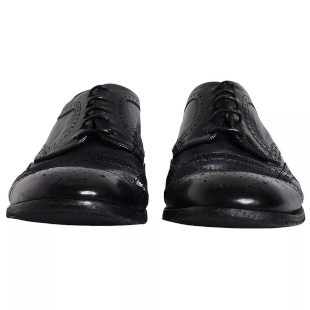 Dolce & Gabbana Dolce & Gabbana Dark Blue Leather Derby Wingtip Formal Shoes Size US 11 / EU 44 - 7 Thumbnail