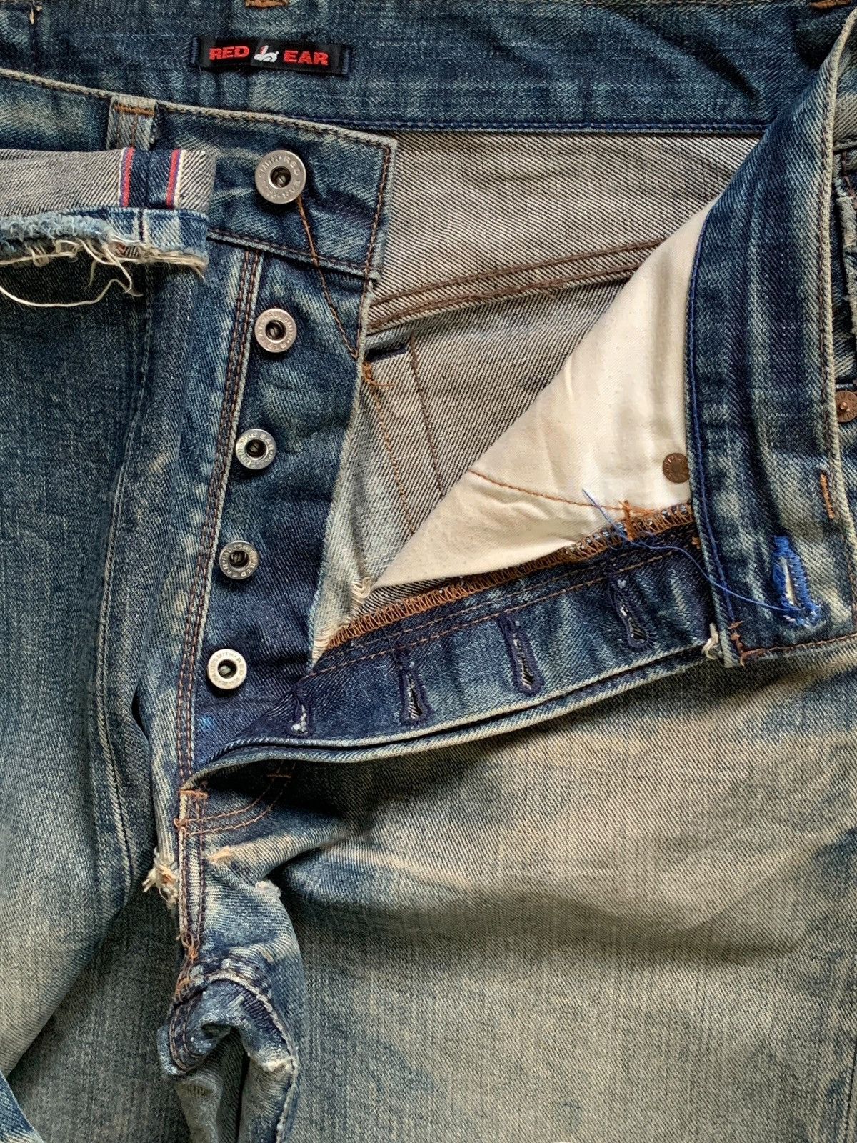 Hypebeast Vintage Paul Smith Red Ear Selvedge Mud Wash Rip Baggy Jeans Size US 31 - 4 Thumbnail