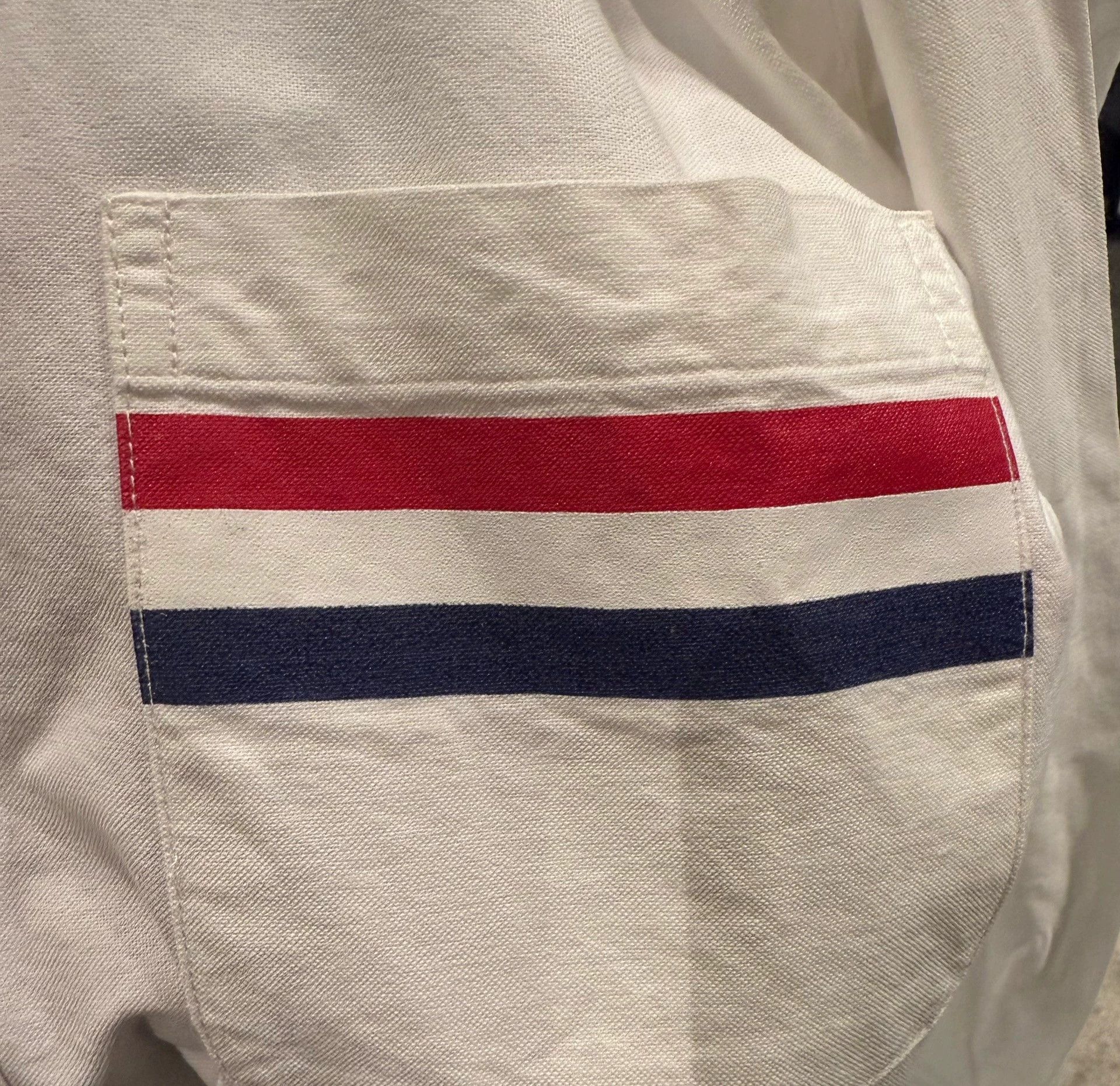 Thom Browne Thom Browne White 3-Color Strap Pocket Shirt Size 0 95 New Size US XS / EU 42 / 0 - 4 Thumbnail