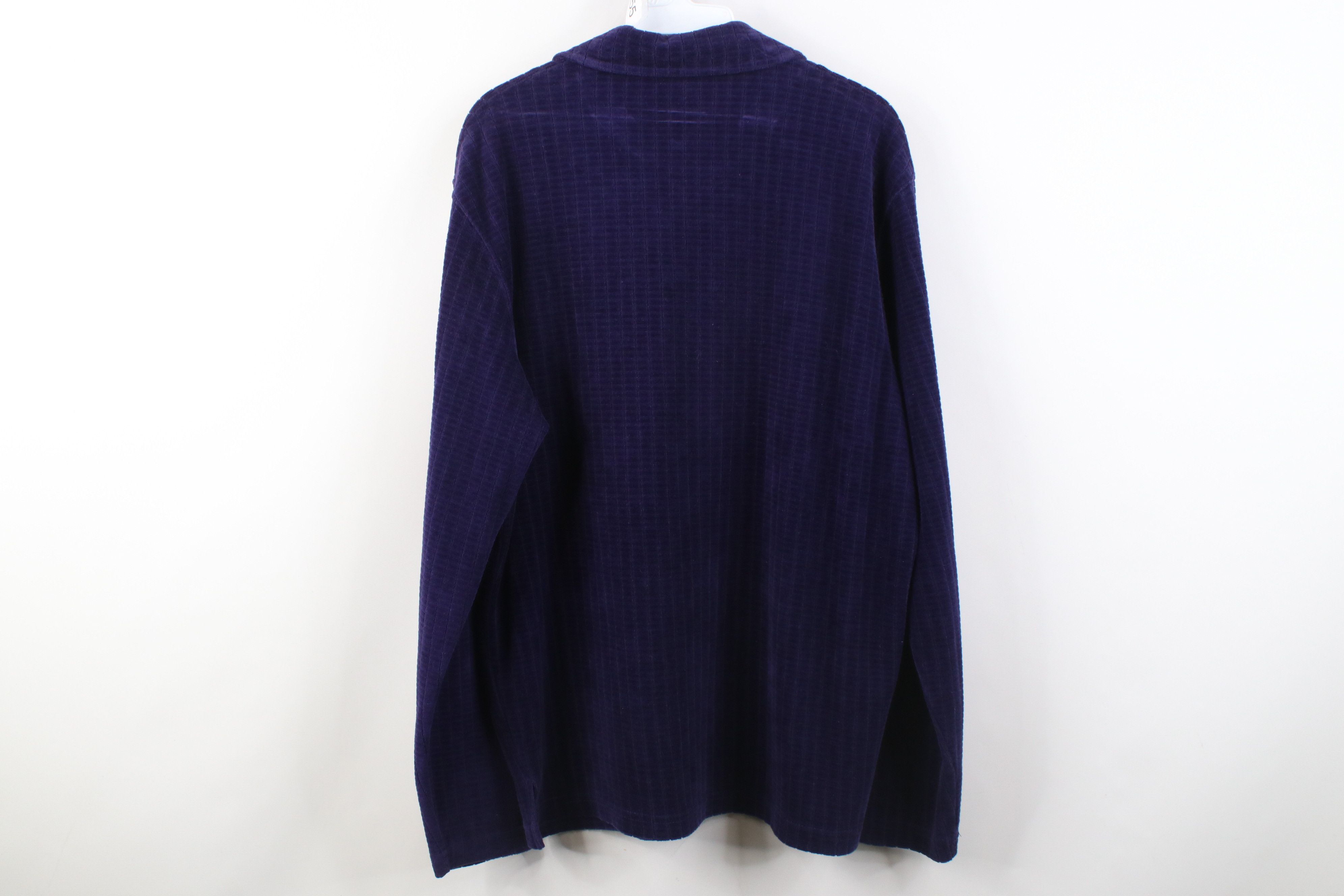 Vintage Vintage 90s Y2K Streetwear Velour 1/4 Zip Long Sleeve Polo Size US M / EU 48-50 / 2 - 11 Thumbnail