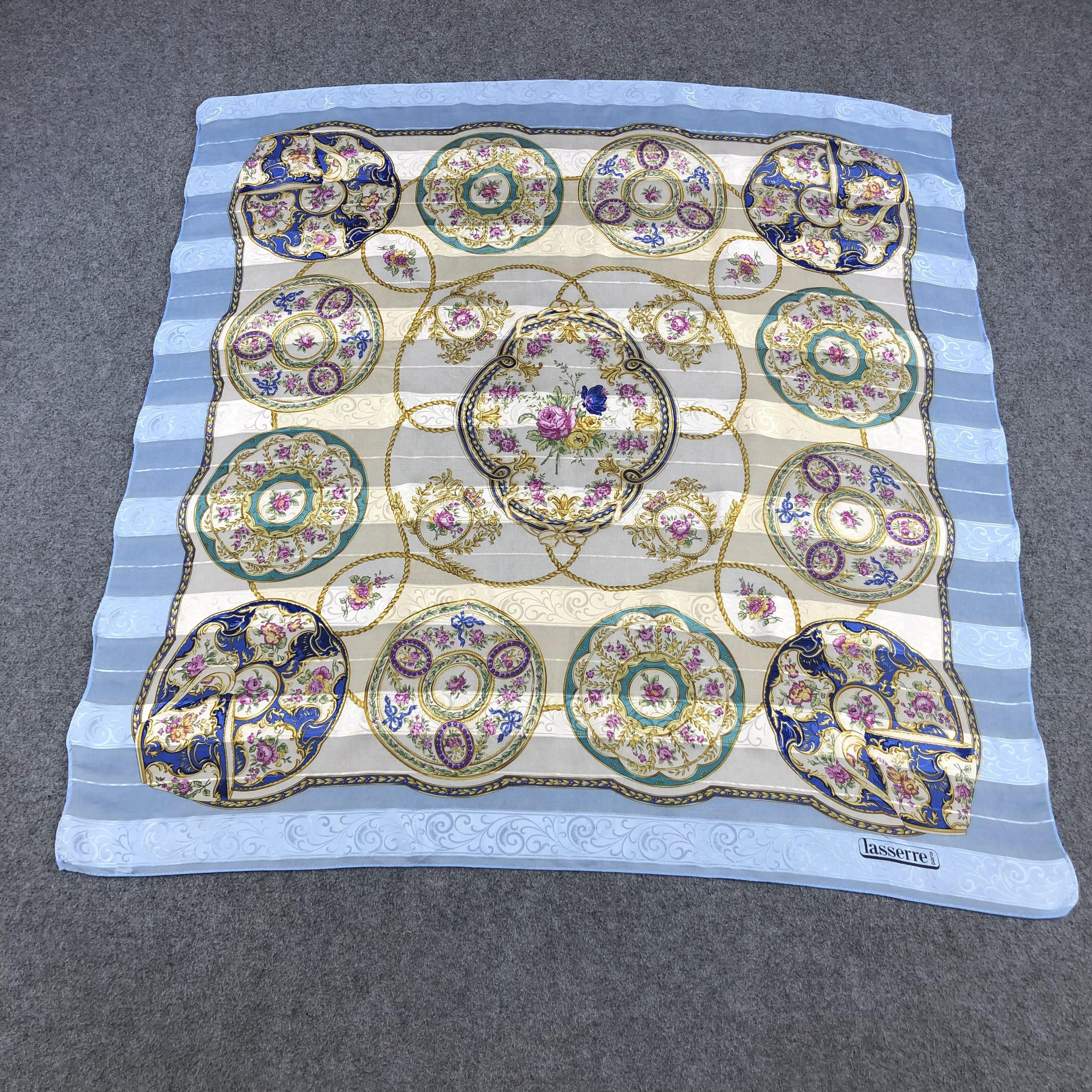 Vintage Lasserre Baroque Slit Thread Silk Scarf M361 Size ONE SIZE - 2 Thumbnail