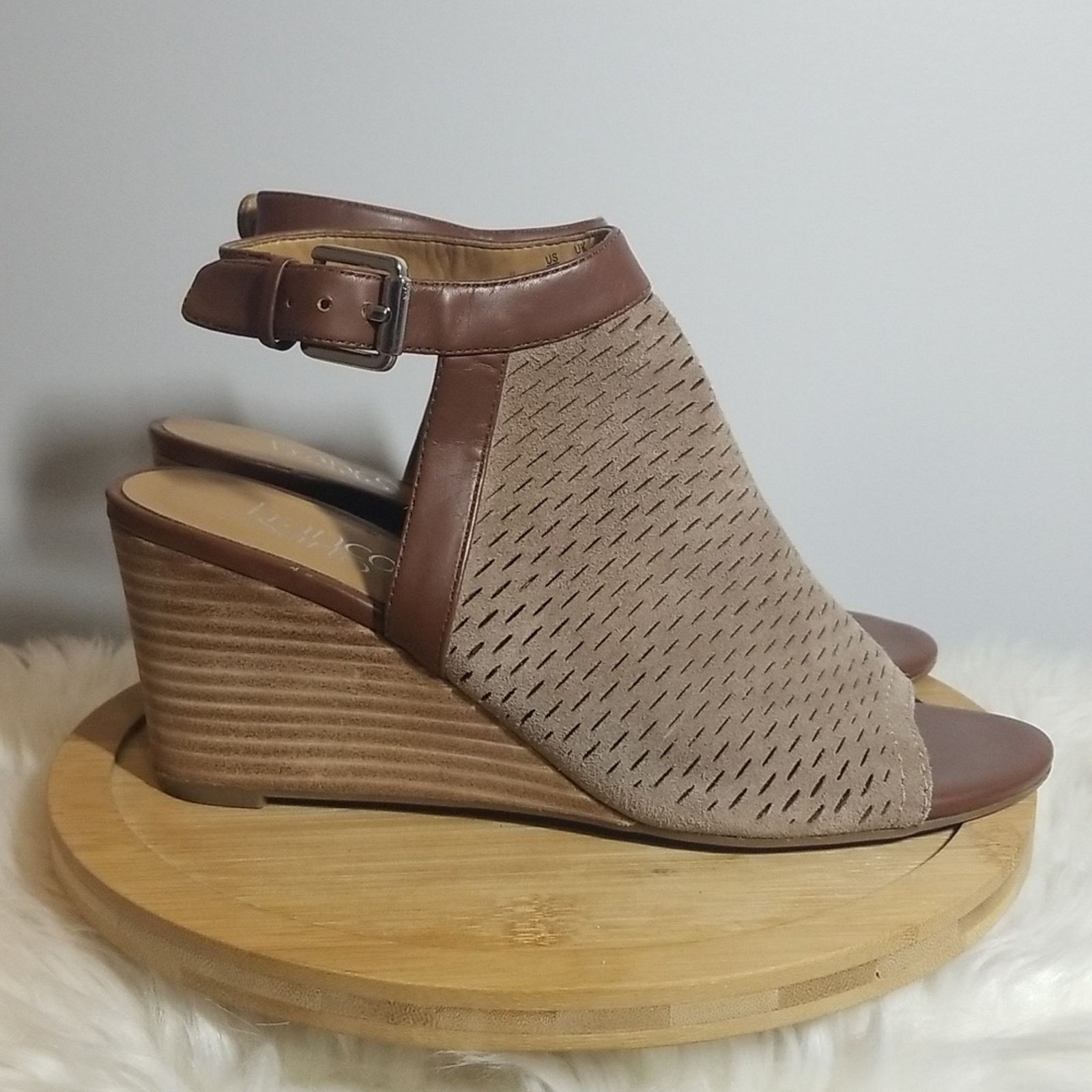 Franco Sarto Franco Sarto Martha Suede Wedge Peeptoe Sandal Size US 7.5 / IT 37.5 - 4 Thumbnail