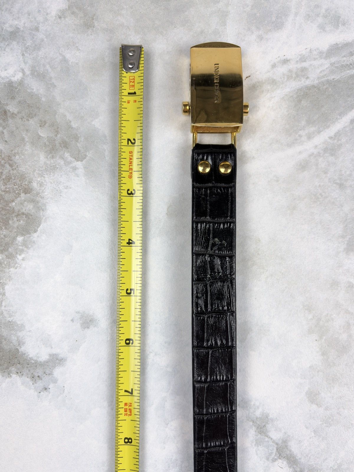 Undercover Undercover Gold Buckle Reptile Croc Embossed Leather Belt Size ONE SIZE - 4 Thumbnail