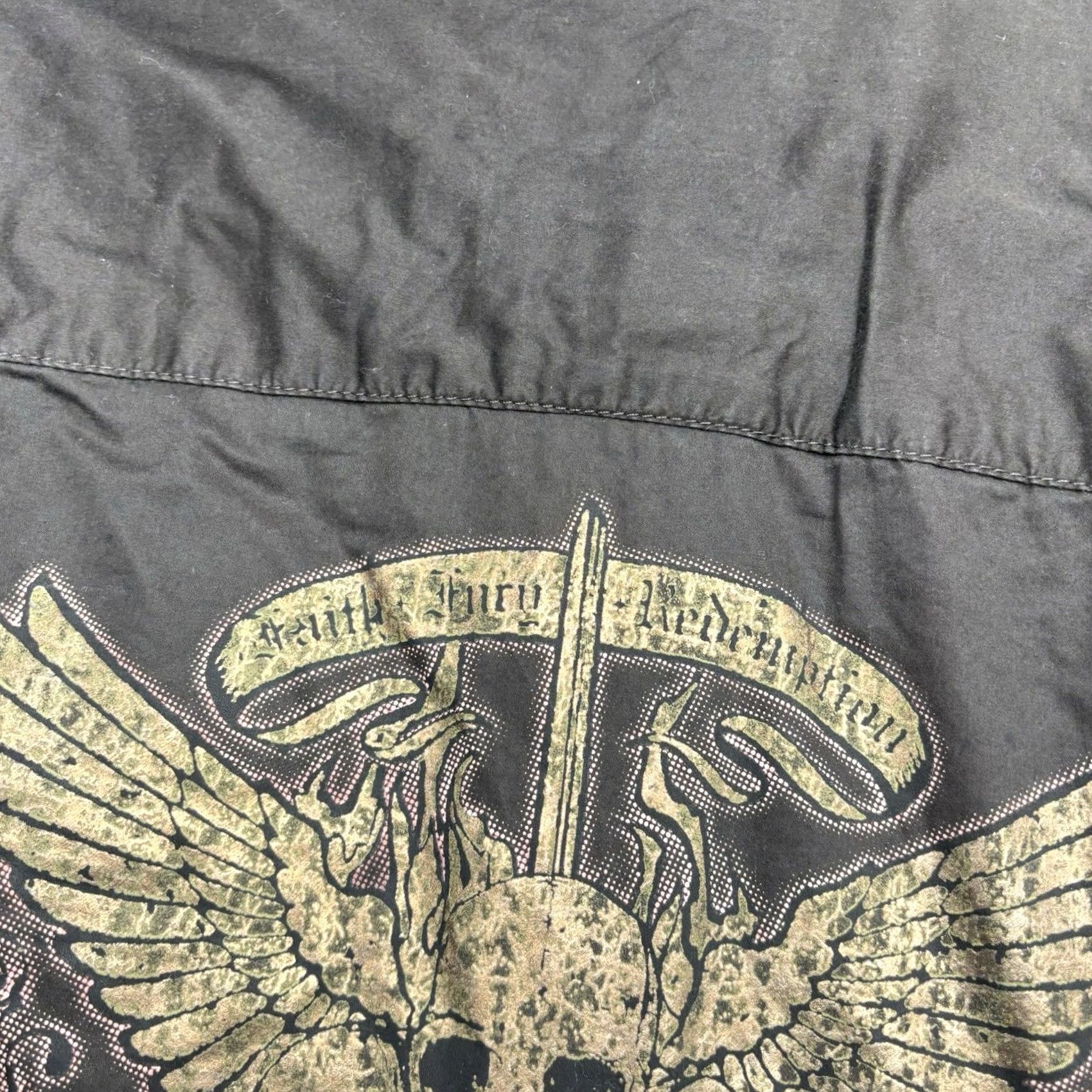 Express Express Button-Down Shirt Mens M Black Skull Animals Cross Biker Grunge Goth Shirt Size US M / EU 48-50 / 2 - 4 Thumbnail