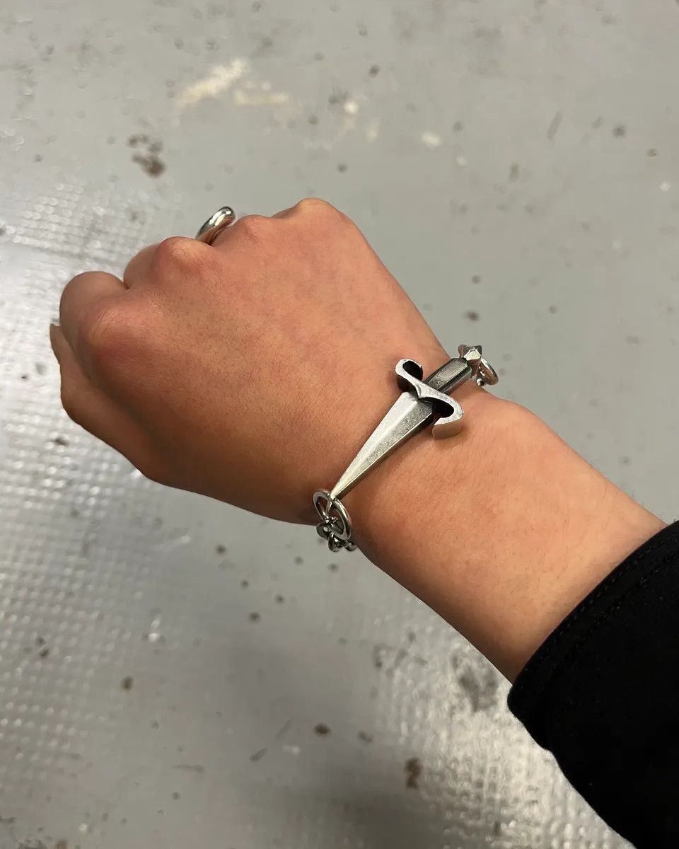 Vintage 2000s Cesare Paciotti Daggers Silver Metal Bracelet Size ONE SIZE - 1 Thumbnail