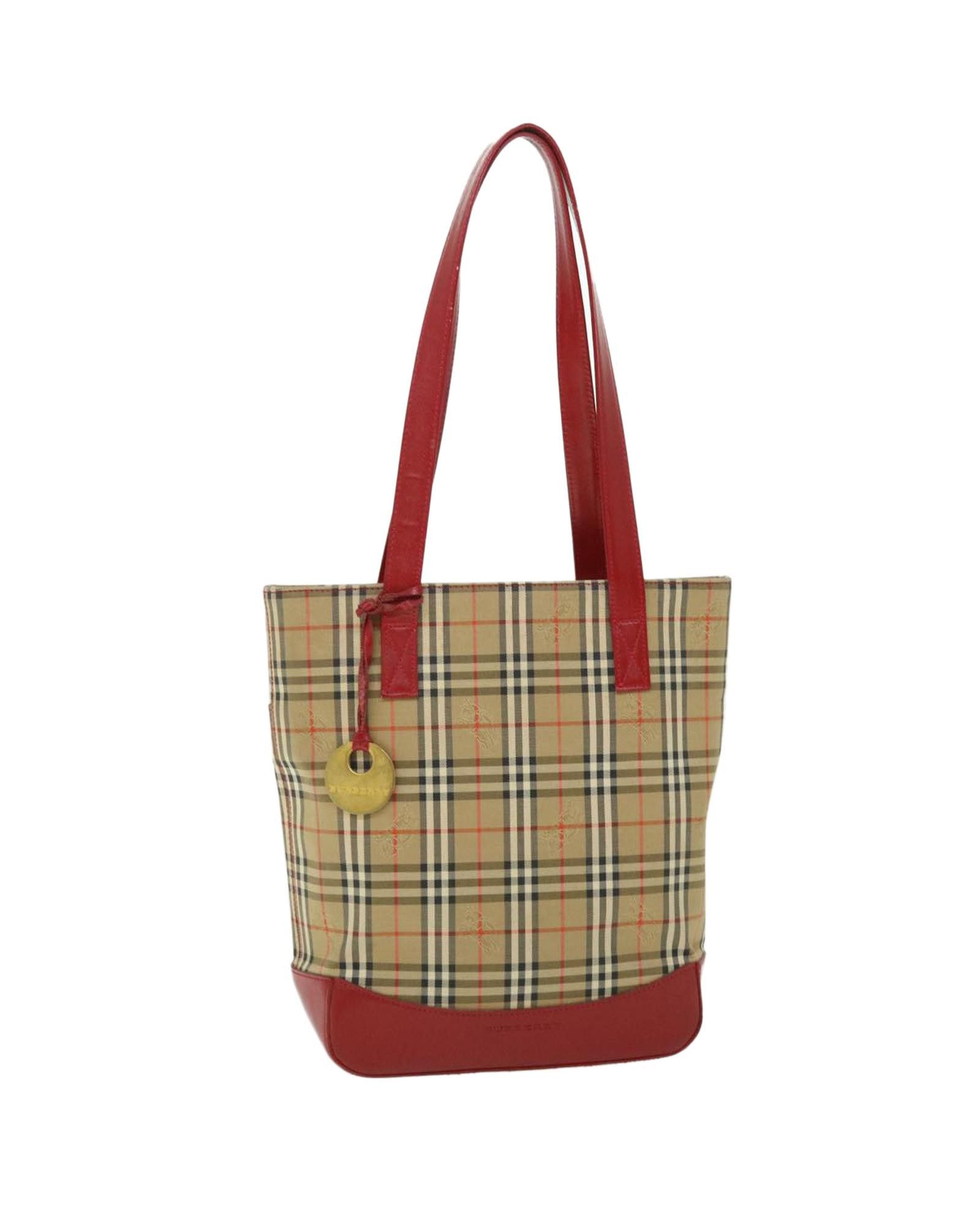 image of Burberry Canvas Charm Bag In Red, Women's