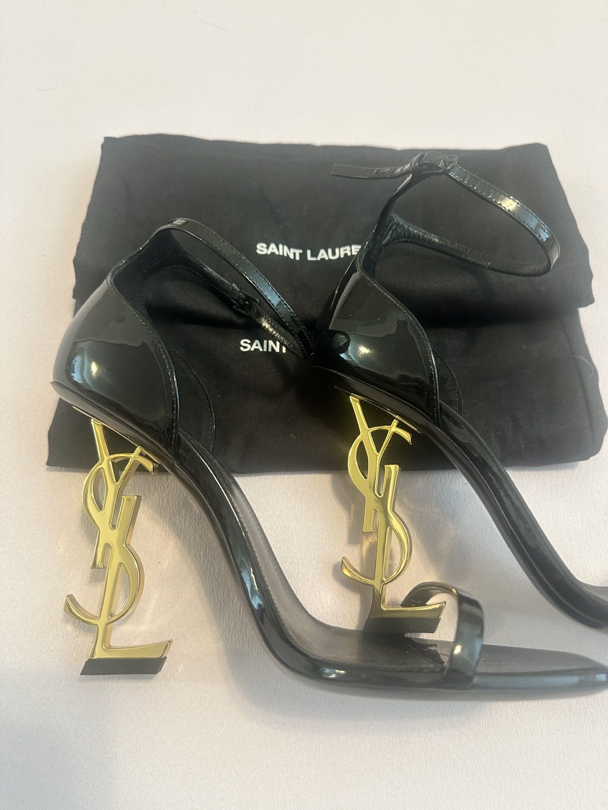 Yves Saint Laurent OPYUM SANDALS IN PATENT LEATHER BLACK Size US 7 / IT 37 - 2 Thumbnail