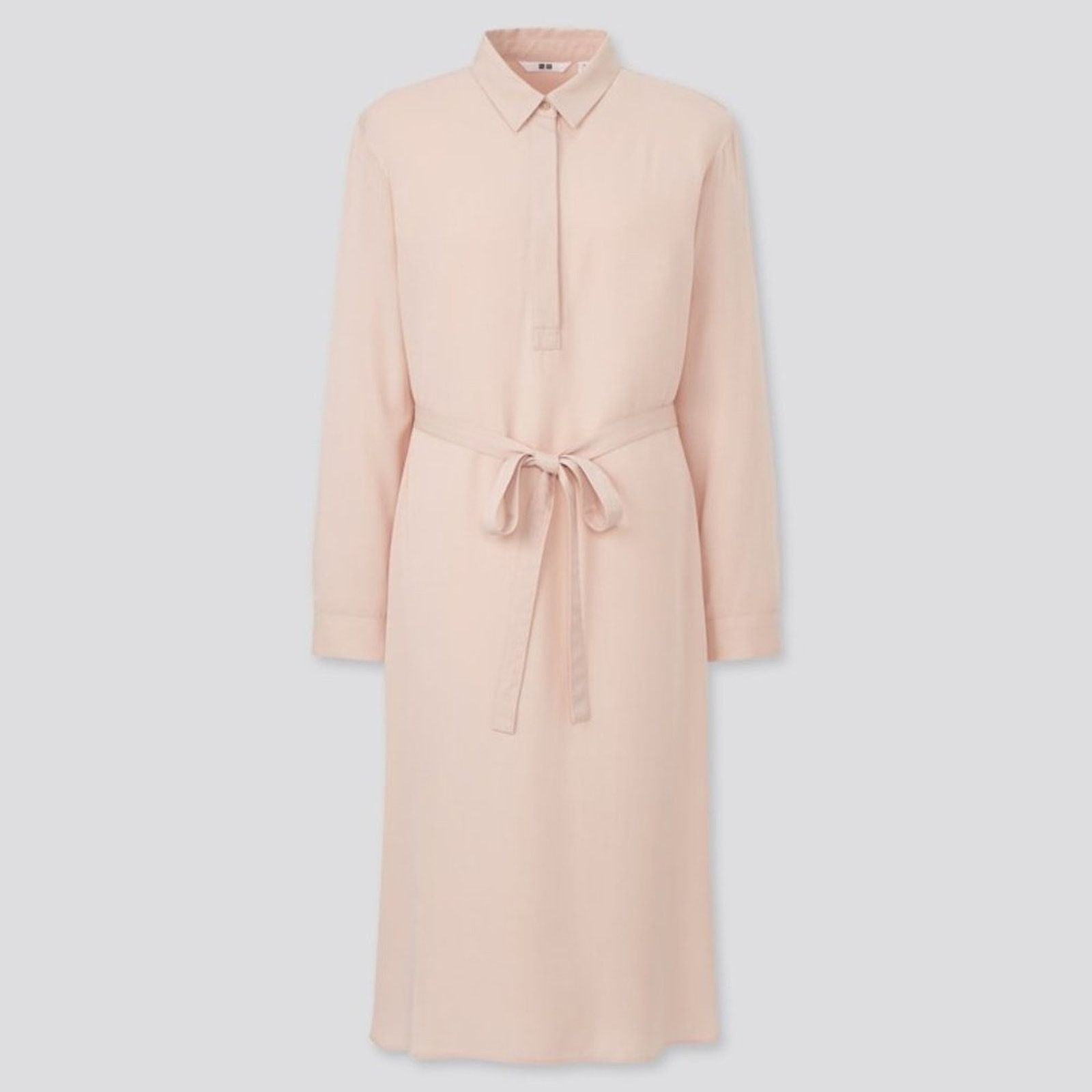 Uniqlo Uniqlo Pink Rayon Long-Sleeve Shirt Dress Size S / US 4 / IT 40 - 10 Thumbnail