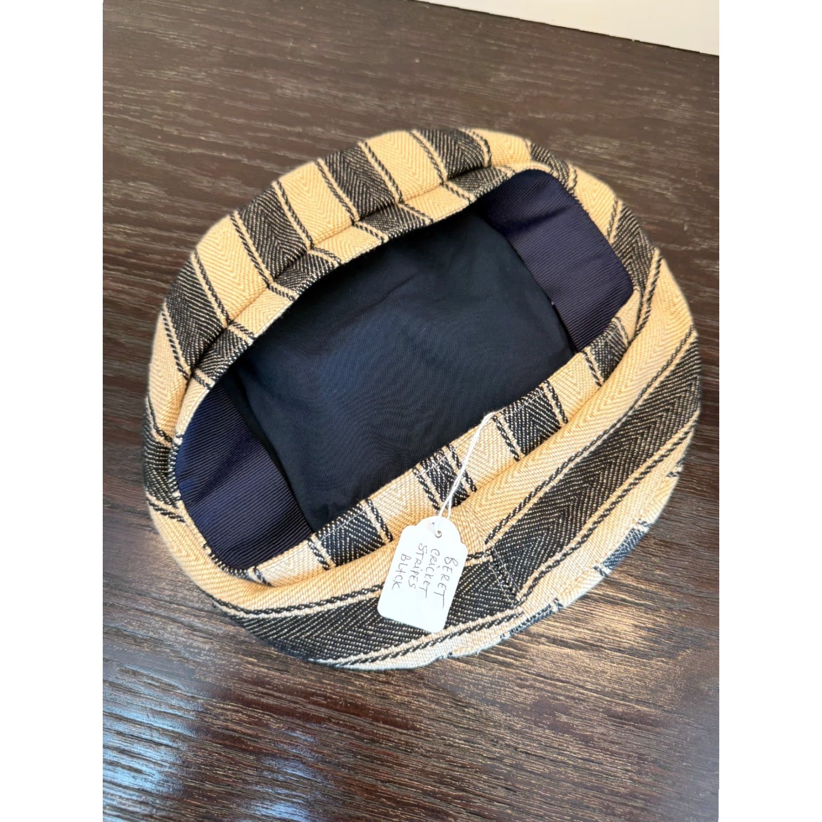 Vintage Anthony Peto Beret Mens Small Black Cricket Stripes Twill Made in France Size ONE SIZE - 6 Thumbnail