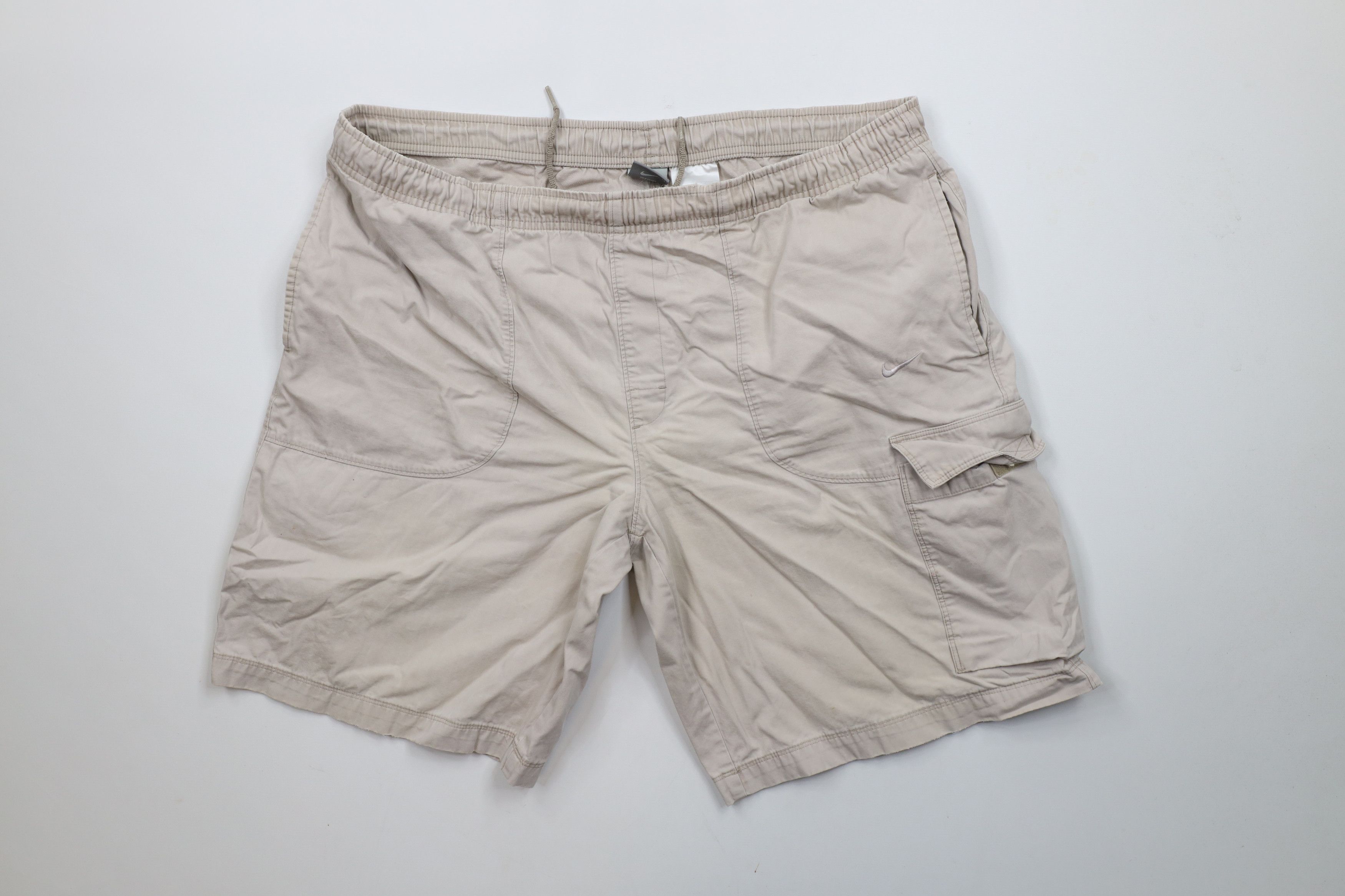 Nike × Vintage Vintage 90s Y2K Nike Travis Scott Mini Swoosh Shorts Beige Size US 34 / EU 50 - 1 Thumbnail