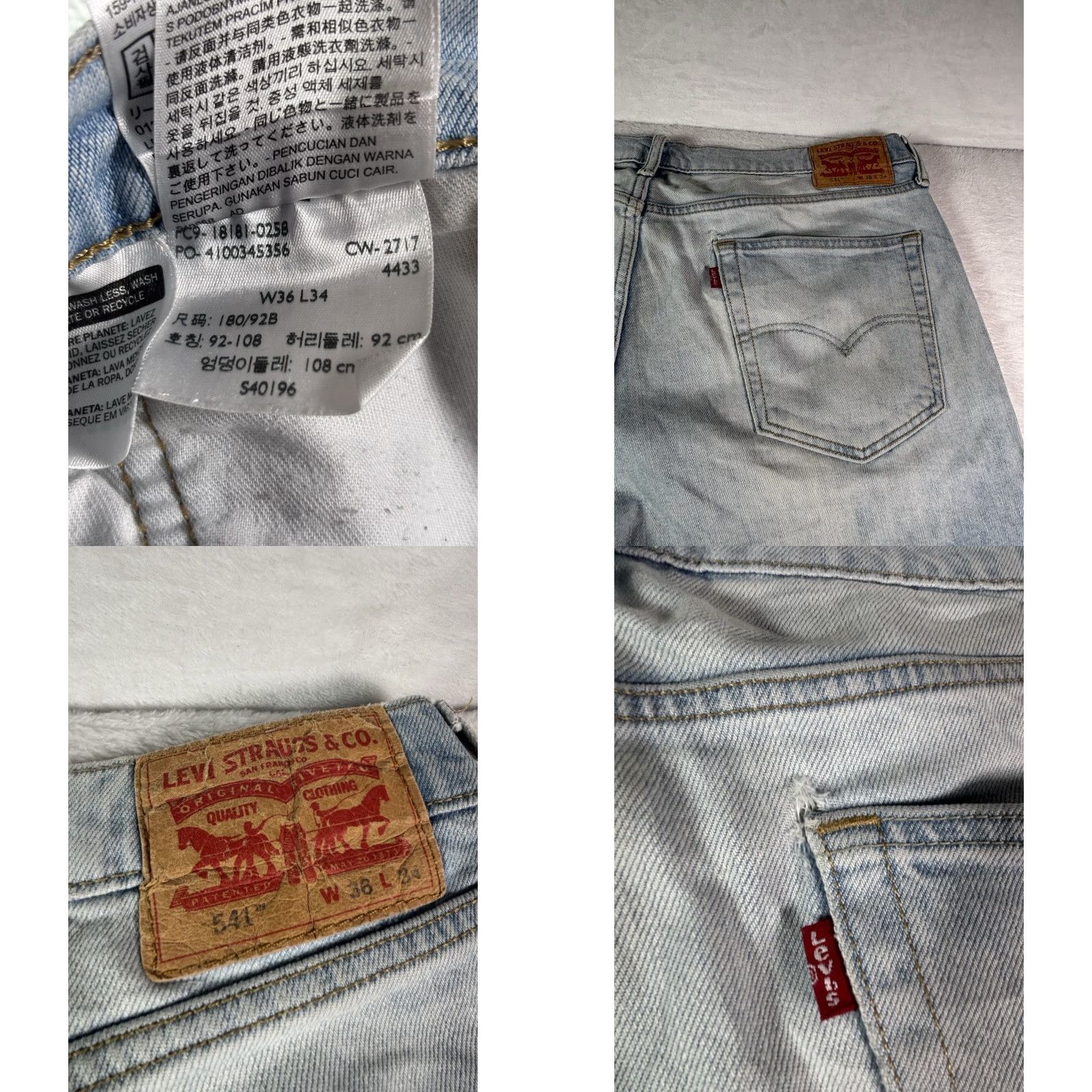 Levi's Levi's 541 Jeans Men’s Size 36x34 Straight Leg Fit Light Blue Wash Denim Size US 36 / EU 52 - 8 Thumbnail