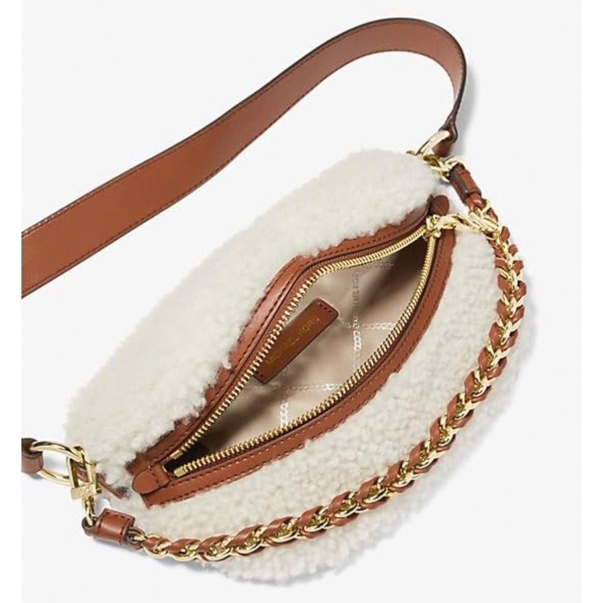 Michael Kors NWT MICHAEL KORS Sling Sherpa Gold Chain Messenger Handbag w Size ONE SIZE - 10 Thumbnail