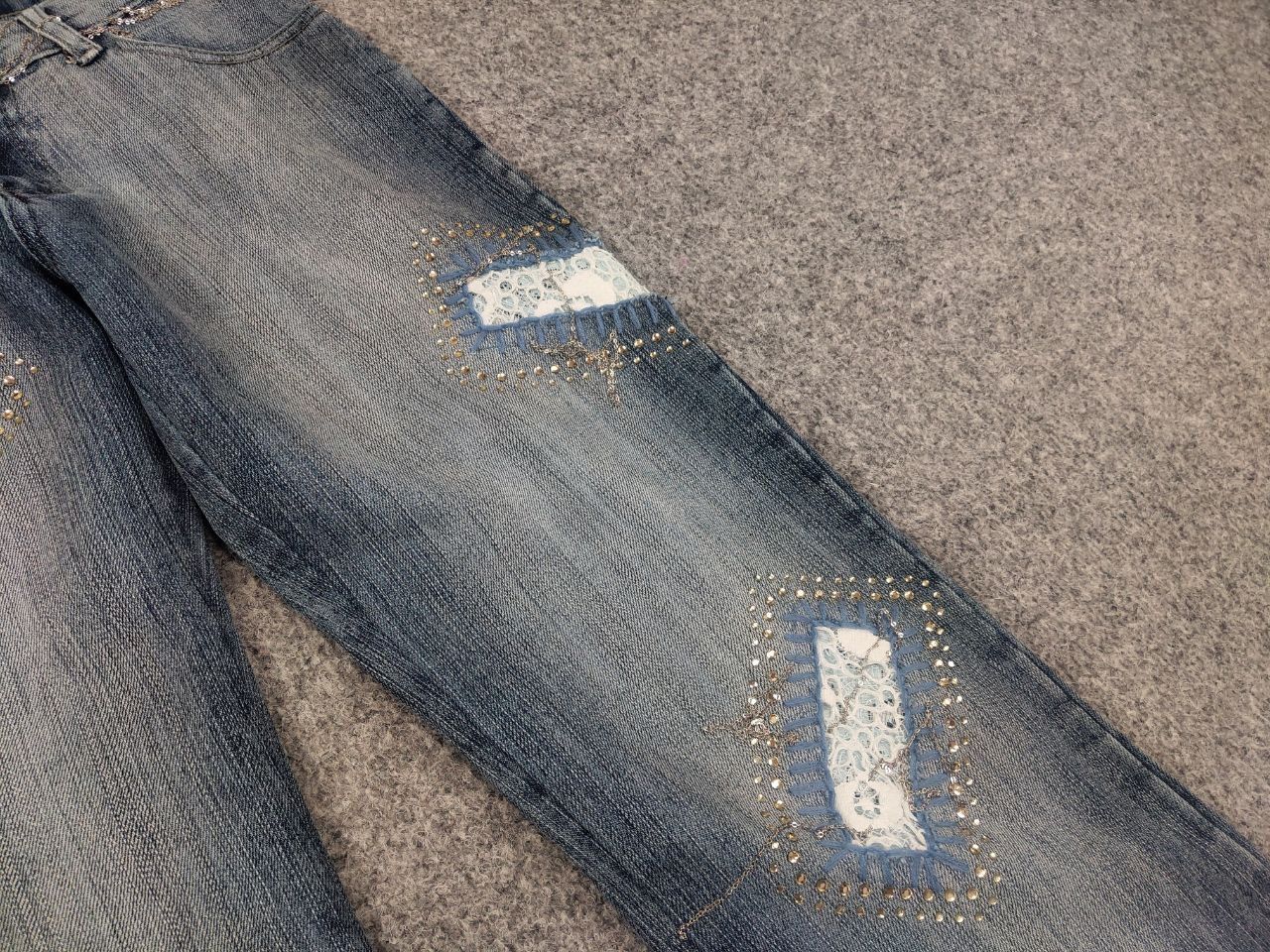 If Six Was Nine Rosa & Rose vintage Y2K Style Faded denim Flared Jeans LGB Size 28" / US 6 / IT 42 - 9 Thumbnail