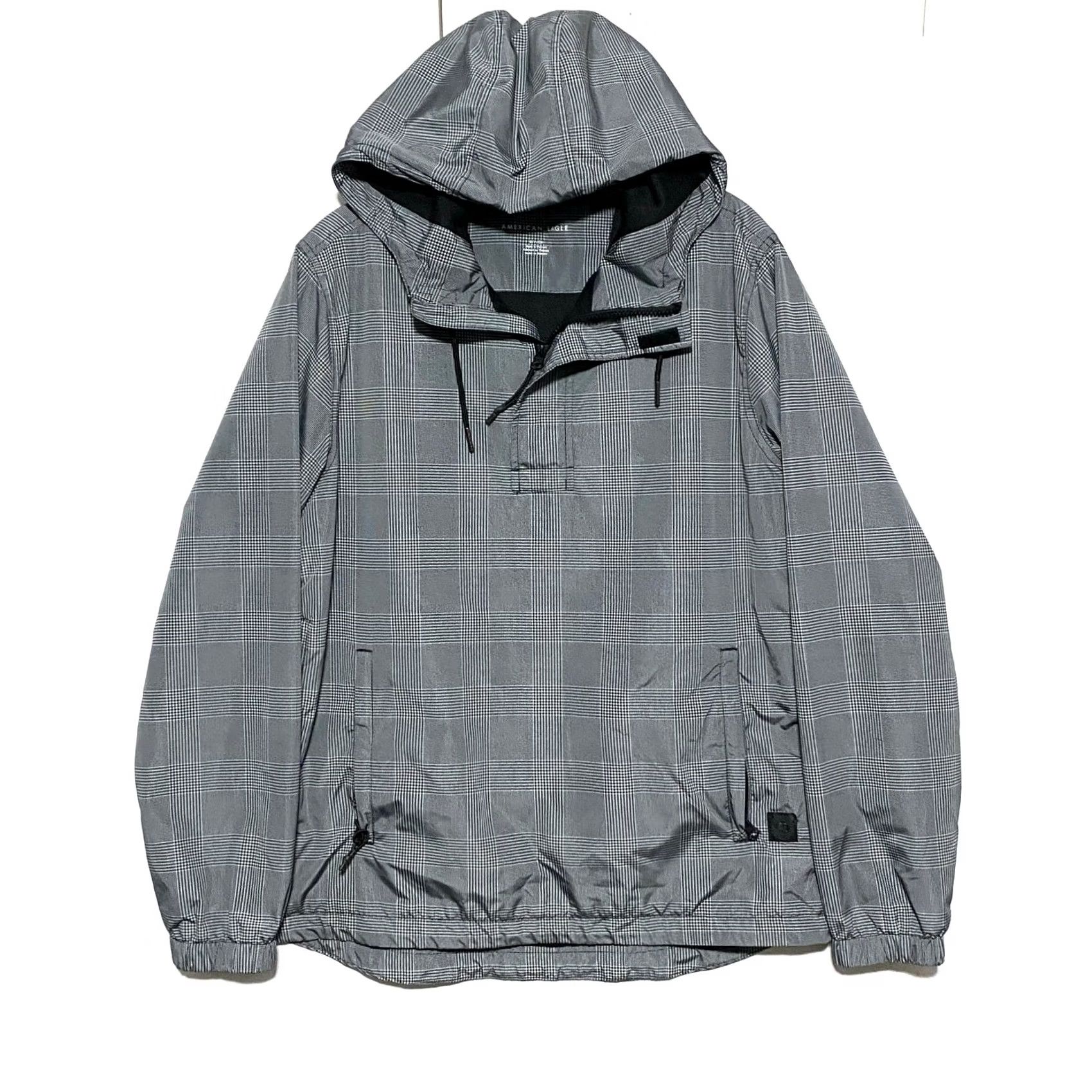 American Eagle Outfitters VINTAGE American Eagle Hoodie Windbreaker Pullover Rain Jacket Acrylic Gray Plaid Mens S Size US S / EU 44-46 / 1 - 2 Thumbnail