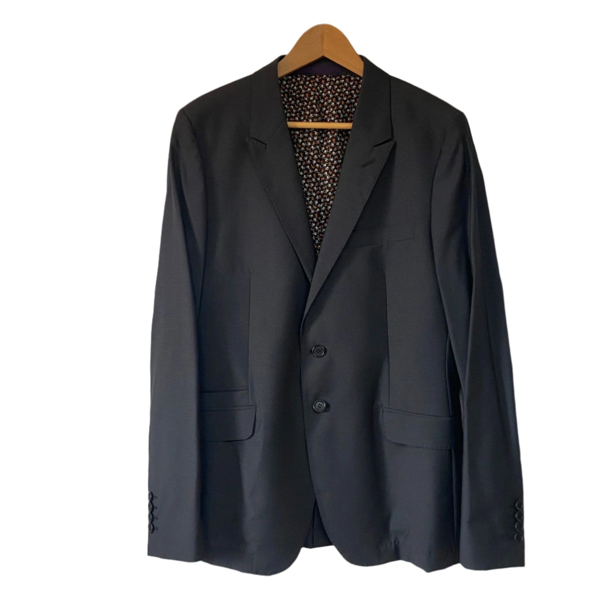 Paul Smith Black Merino Wool and Mohair Blend 2-Button Blazer Size 50R - 1 Thumbnail
