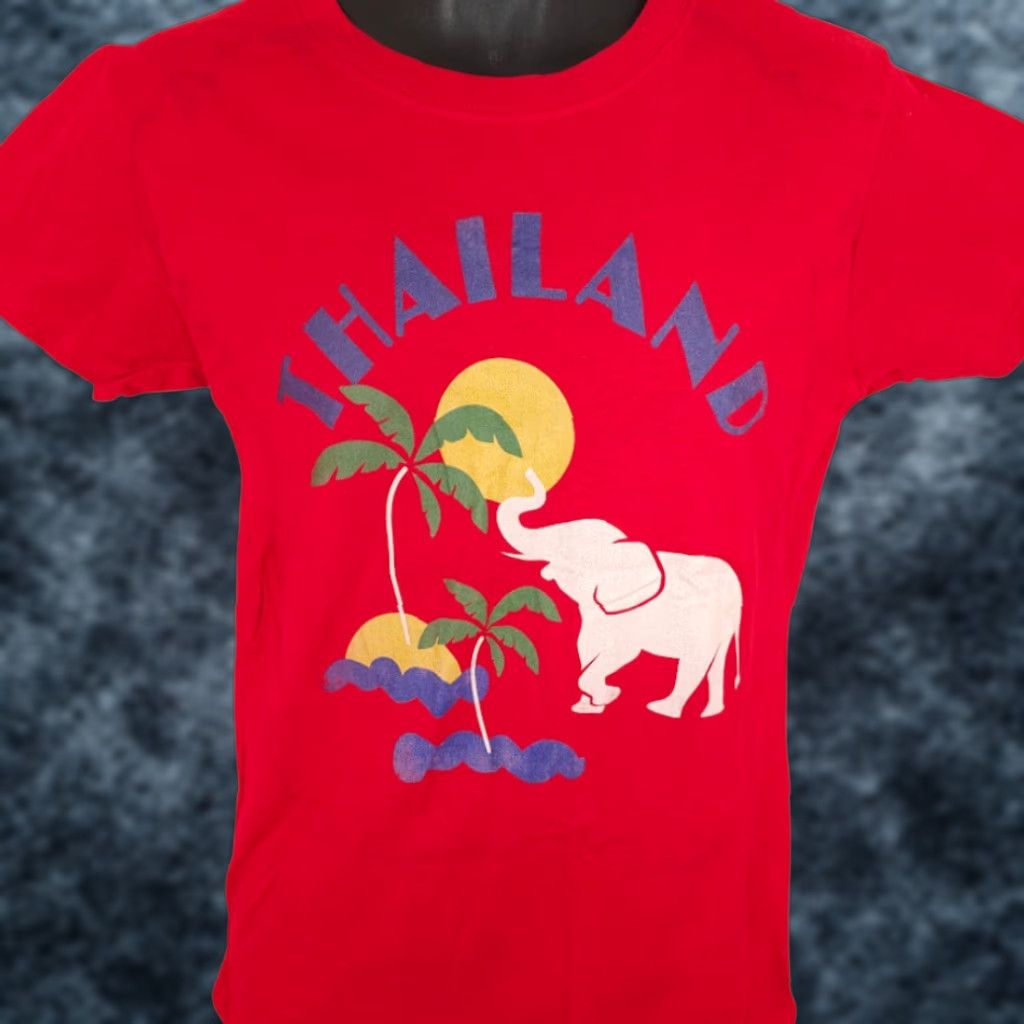 Tultex Thailand T Shirt Womens Size Medium Red Travel Tropical Elephant Souvenir Size M / US 6-8 / IT 42-44 - 1 Thumbnail