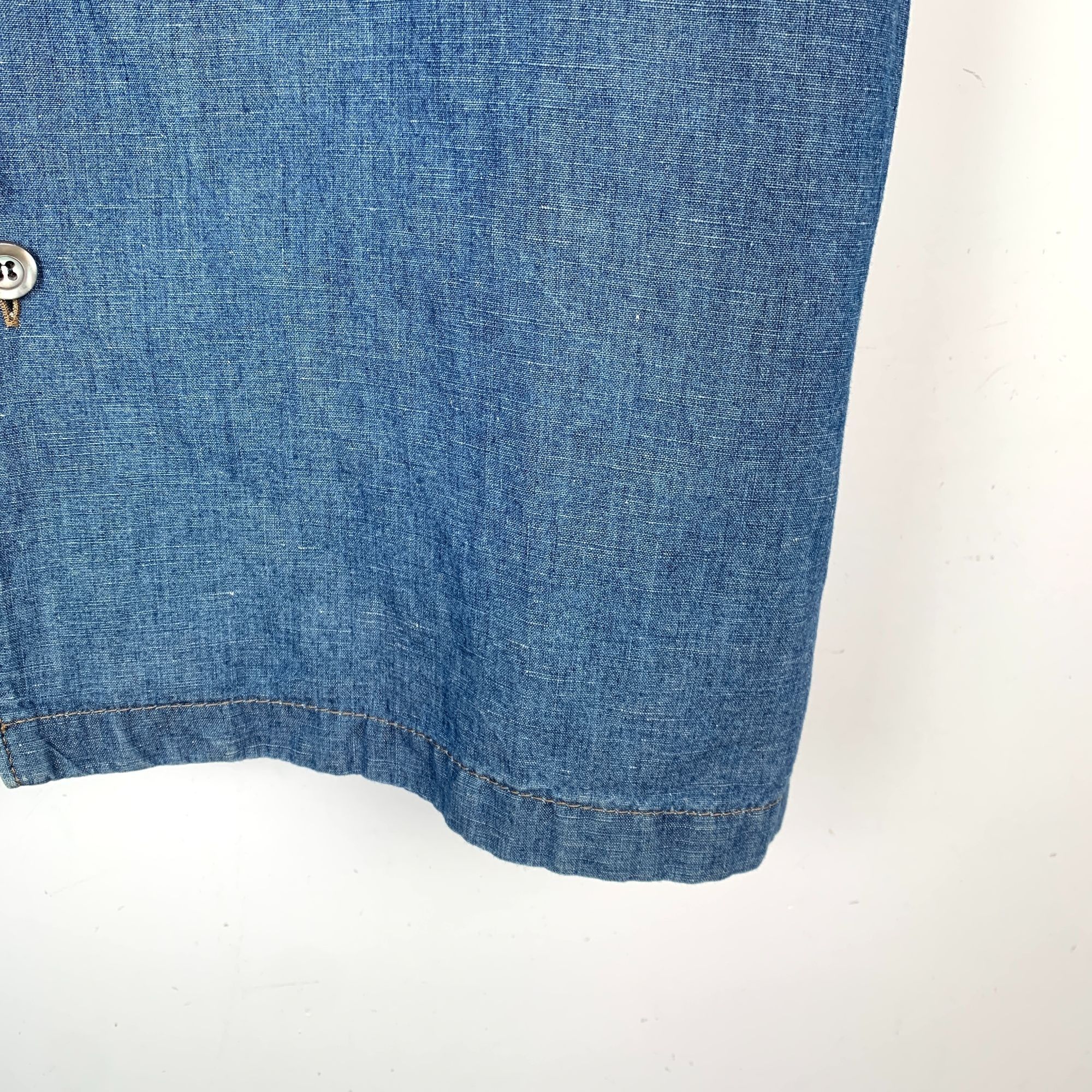 Prada Prada 2023 Blue Logo Triangle Cotton Denim Short-Sleeve Shir Size M / US 6-8 / IT 42-44 - 5 Thumbnail