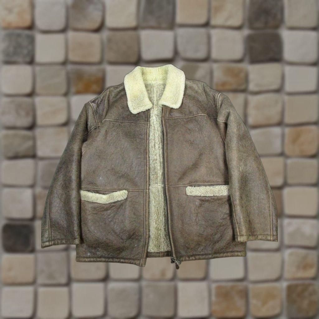 Vintage VINTAGE M Vio Leather Bomber Jacket Mens XL Brown Zip Mid-Length Winter Casual Size US XL / EU 56 / 4 - 1 Thumbnail