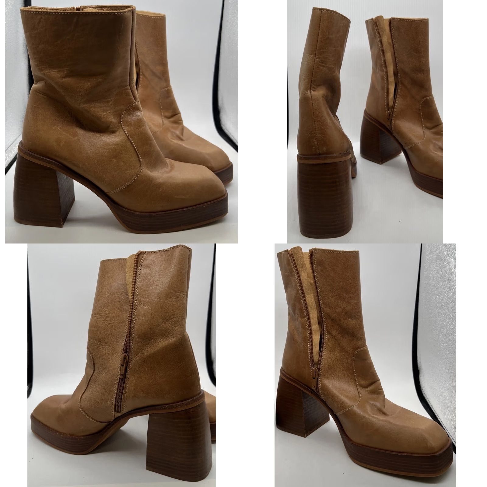Free People Free People Ruby Platform Ankle Boots Womens 9.5 Brown Leather Chunky Heel Size US 10 / IT 40 - 8 Thumbnail