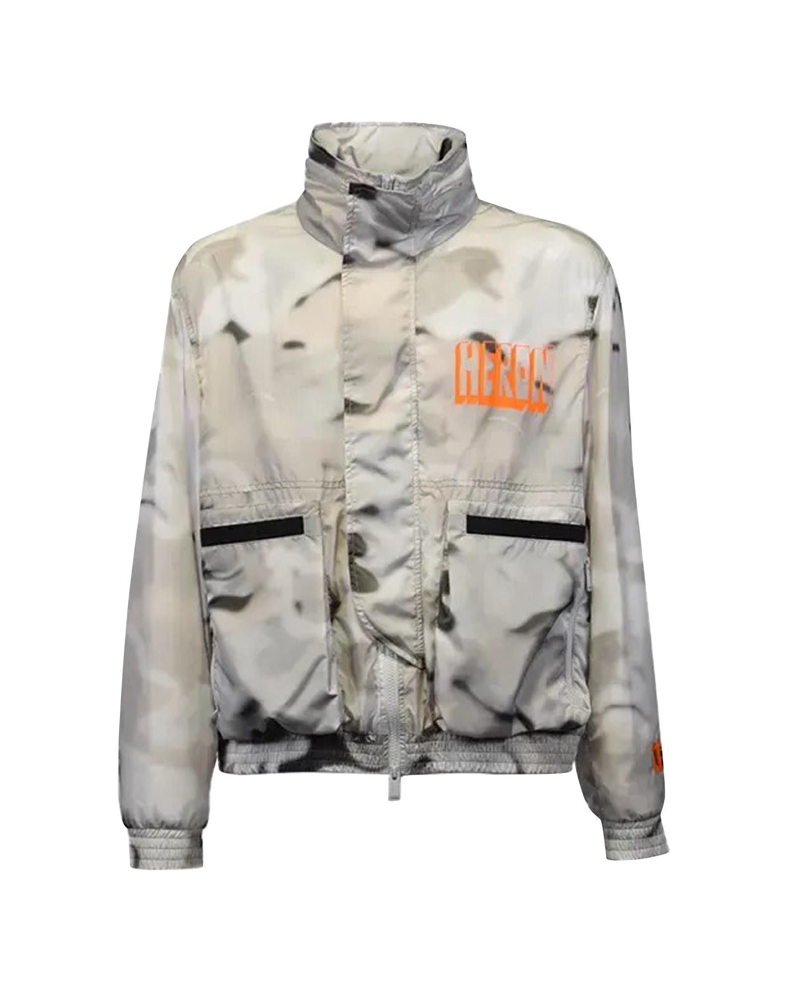 image of Heron Preston Camouflage Windbreaker Pants With Snobutton System in Grey, Men's (Size Small)