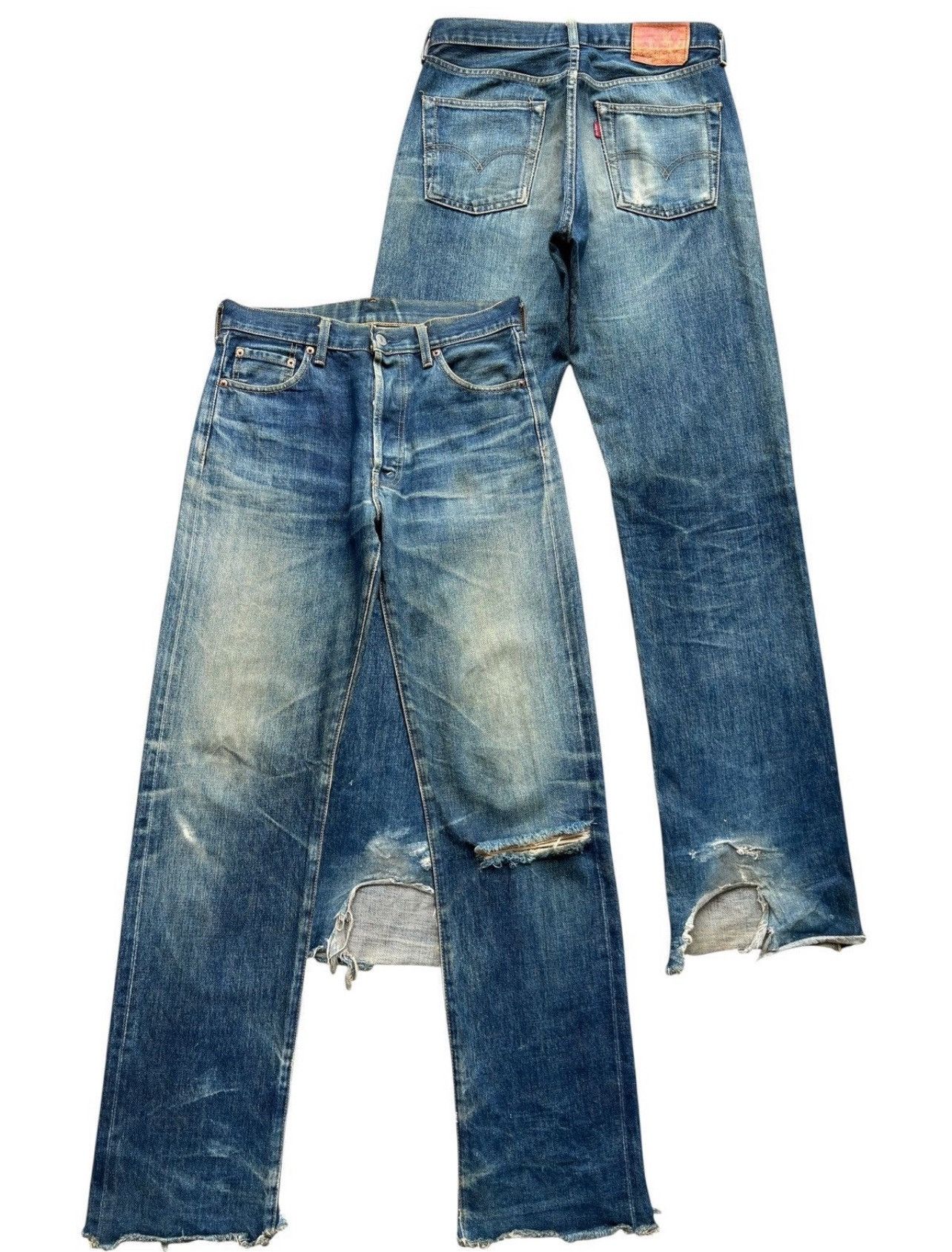 Vintage 90s Levis 503B Selvedge Distressed Denim Jeans 31x35