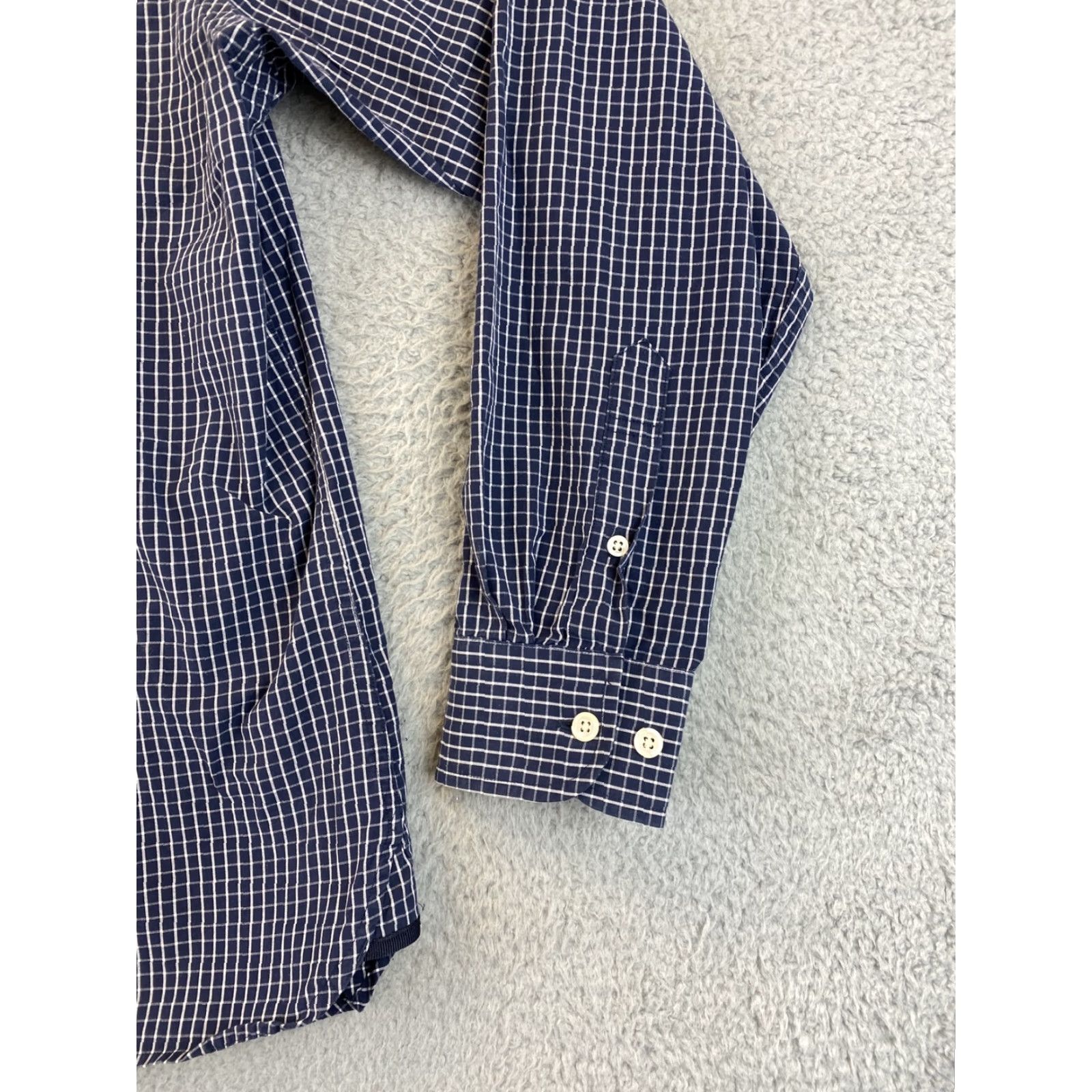 Gap Gap Men's Dress Shirt S Small Long Sleeve Check Blue Navy 75-35 Size 36R - 3 Thumbnail