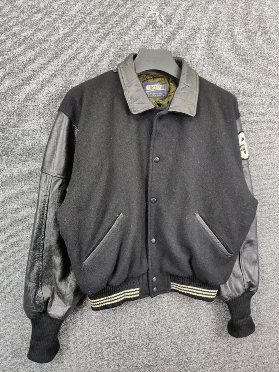 Japanese Brand Vintage 90s Hotscoop Wool Varsity Leather Jacket Size US L / EU 52-54 / 3 - 5 Thumbnail
