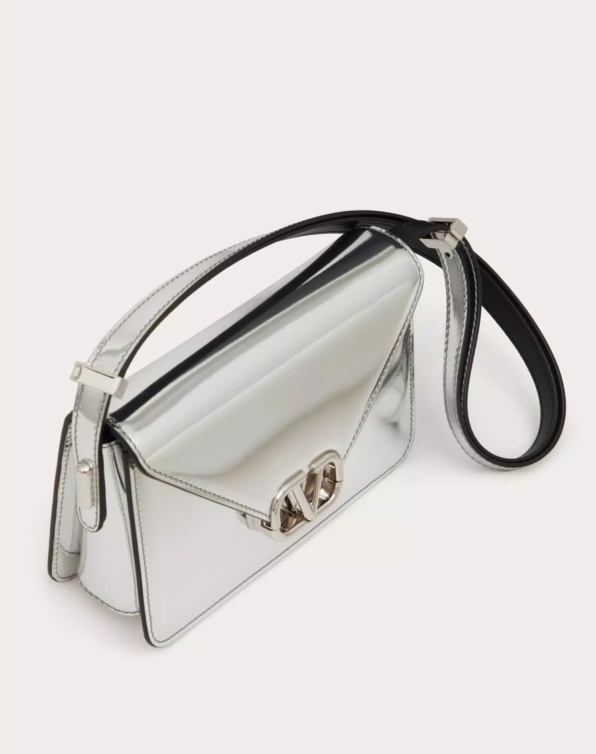 Valentino oc11z0725 Size:OS/ Mirror-Effect Calfskin Bag in Silver Size ONE SIZE - 5 Thumbnail