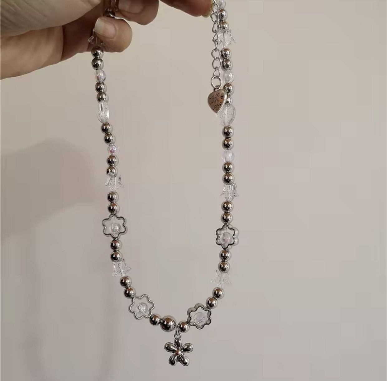 Jewelry × Vintage Goth Cute Flower Pendant Beaded Choker Neck Necklace Size ONE SIZE - 4 Thumbnail
