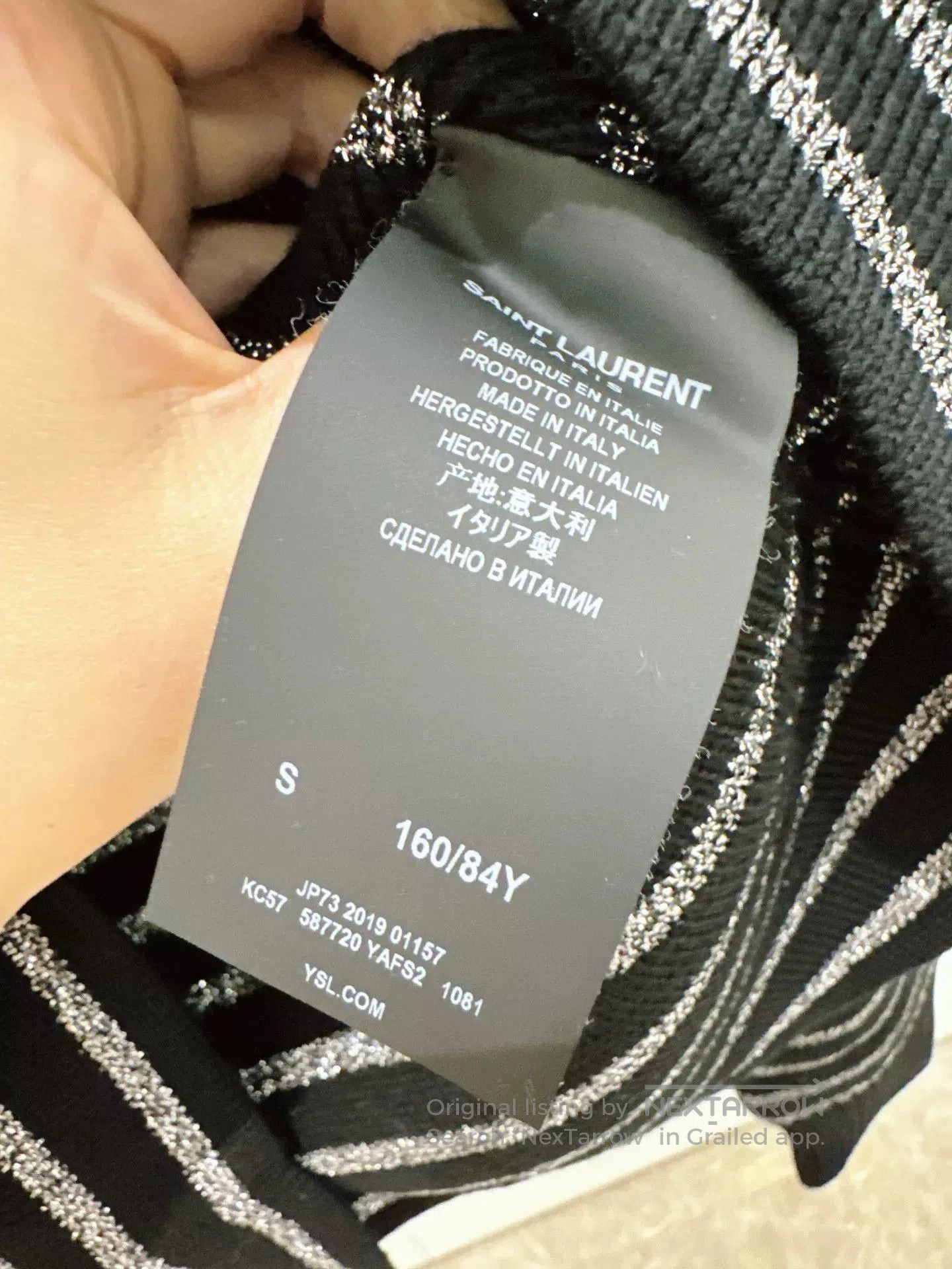 Saint Laurent Paris YSL Black Silver Striped Sweater. Size S / US 4 / IT 40 - 5 Thumbnail