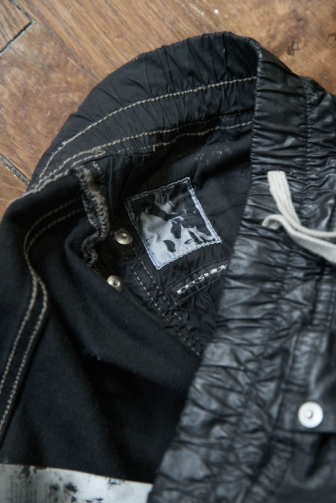 Rick Owens DRKSHDW slit cut waxed pants