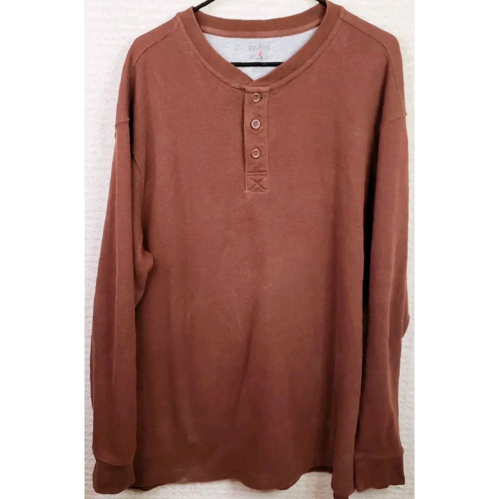Vintage RedHead Shirt Henley Long Sleeve 100% Cotton Brown XL Mens Regular Button-Up Casual Workwear Size US XL / EU 56 / 4 - 2 Thumbnail
