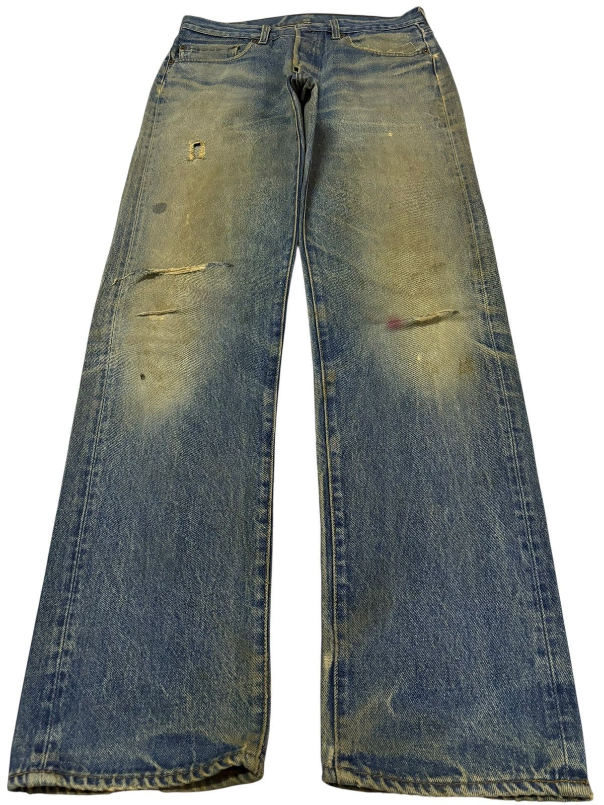 Levi's Vtg 70s Levis 501 Raw Mud Wash Distressed Jeans Size US 31 - 1 Thumbnail