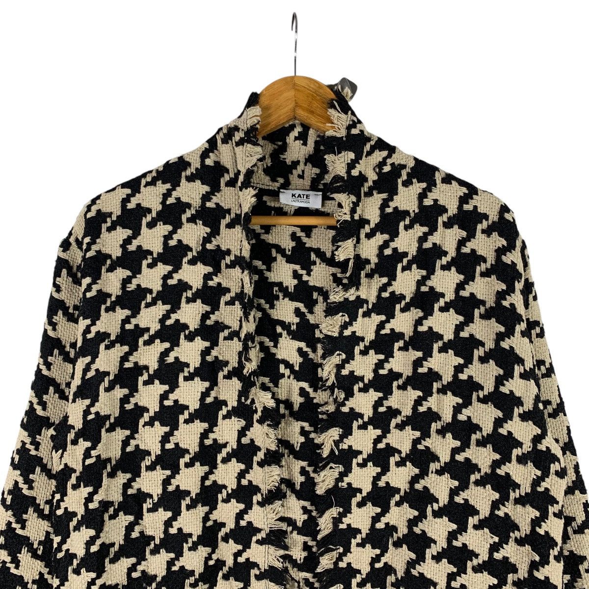 Vintage KATE By LALTRAMODA Houndstoth Italy Check Tartan Trench Coat Size US M / EU 48-50 / 2 - 2 Thumbnail