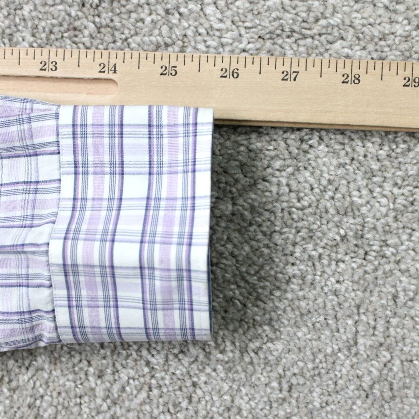 Jos. A. Bank Jos A Bank Reserve Shirt Mens Large Purple/Blue Plaid Cotton/Cashmere Tailored Fit L/S Size US L / EU 52-54 / 3 - 7 Thumbnail