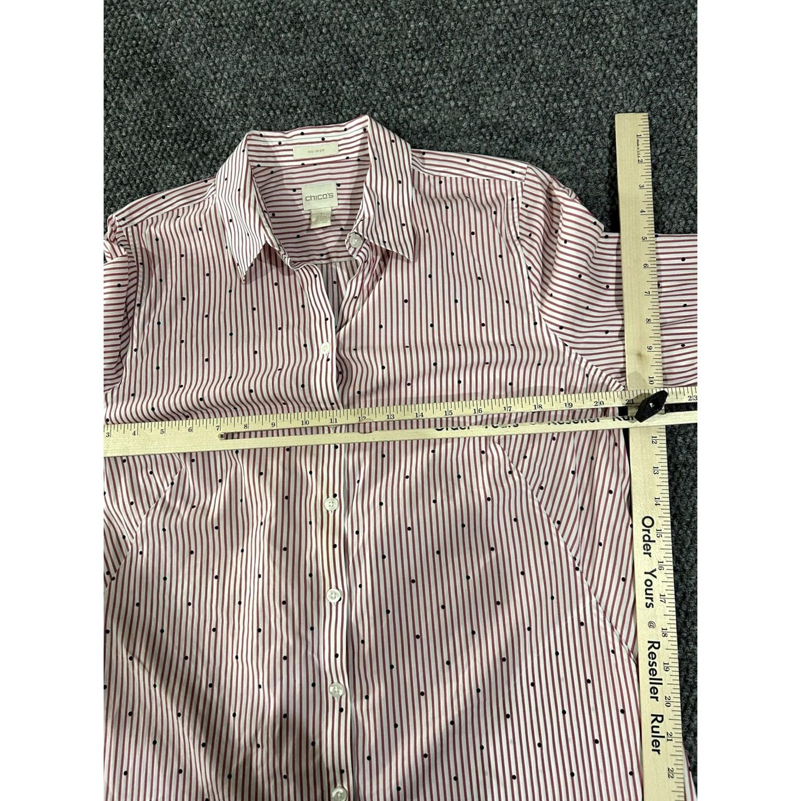 Vintage Chicos Shirt Womens 1 Pink Stripe Dot 3/4 Sleeve Button Tunic Size XS / US 0-2 / IT 36-38 - 6 Thumbnail