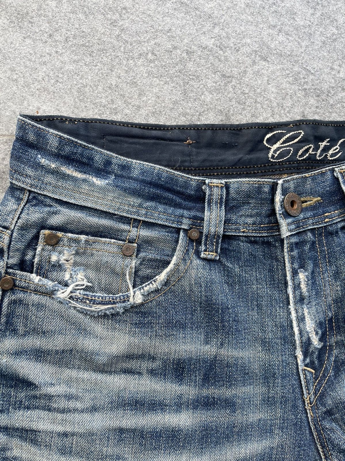 Japanese Brand Vintage Cate Mer selvedge Distressed Denim Pants Size US 33 - 6 Thumbnail
