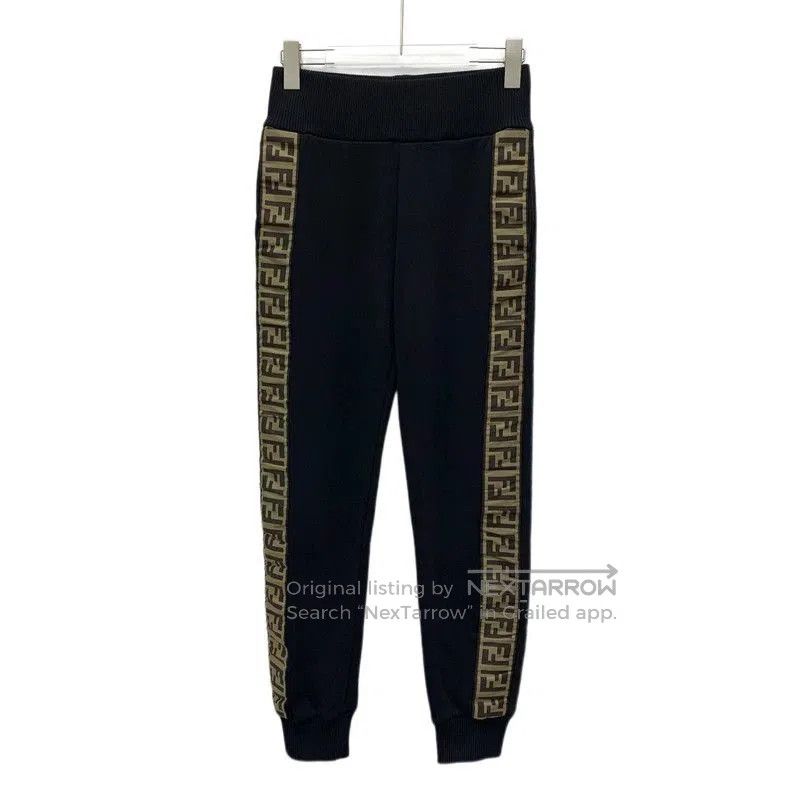 Fendi Black Side Logo Cotton Joggers.